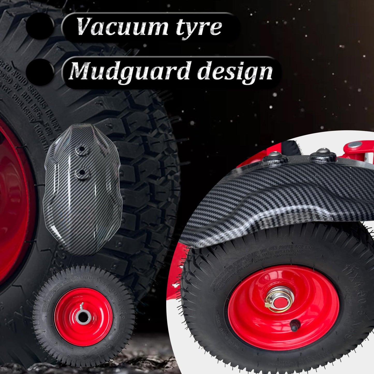 FINALAWOLF Wheels Lawn Mower Sulky for Lawn and Landscape Professionals,Mudguard Design,Anti-Skid Design, Vacuum tire (Red)