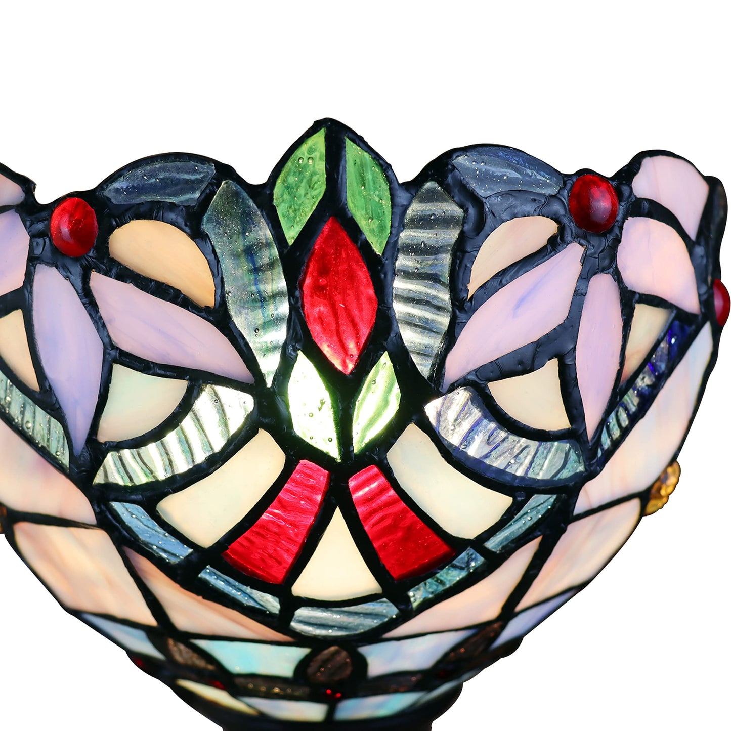 Chloe Lighting Wall Sconce Victorian Tiffany-Style 1 Light 8in Wide Blackish Bronze Multicolor Glass Model CH3T381VB08-WS1