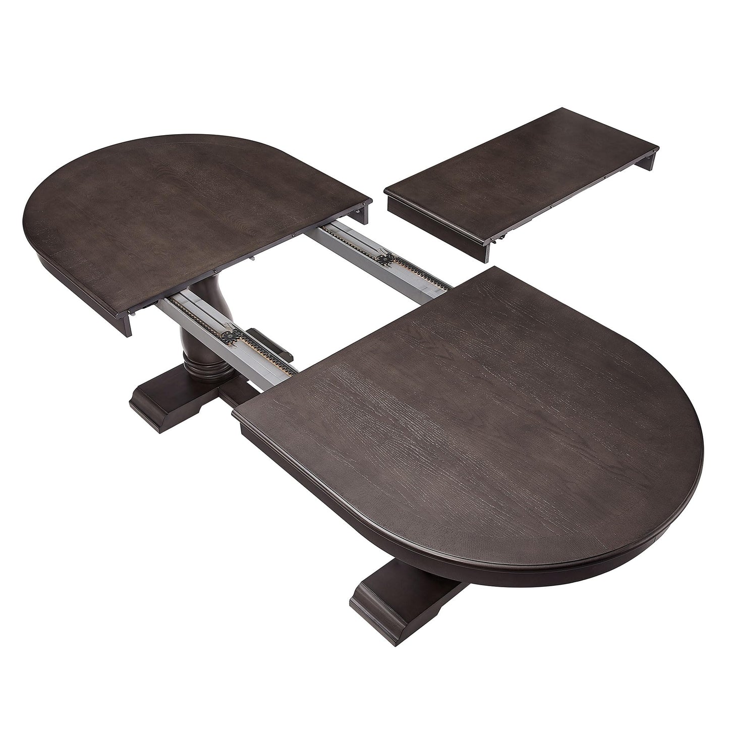 Ball & Cast Farmhouse Extendable Dining Table for 6-8, 76"-94" Long Extendable Kitchen-Table with Leaf, Mid Century Curved Wooden Expandable Table w/18 Leaves,Drop-Leaf Breakrest Table, Dark Brown