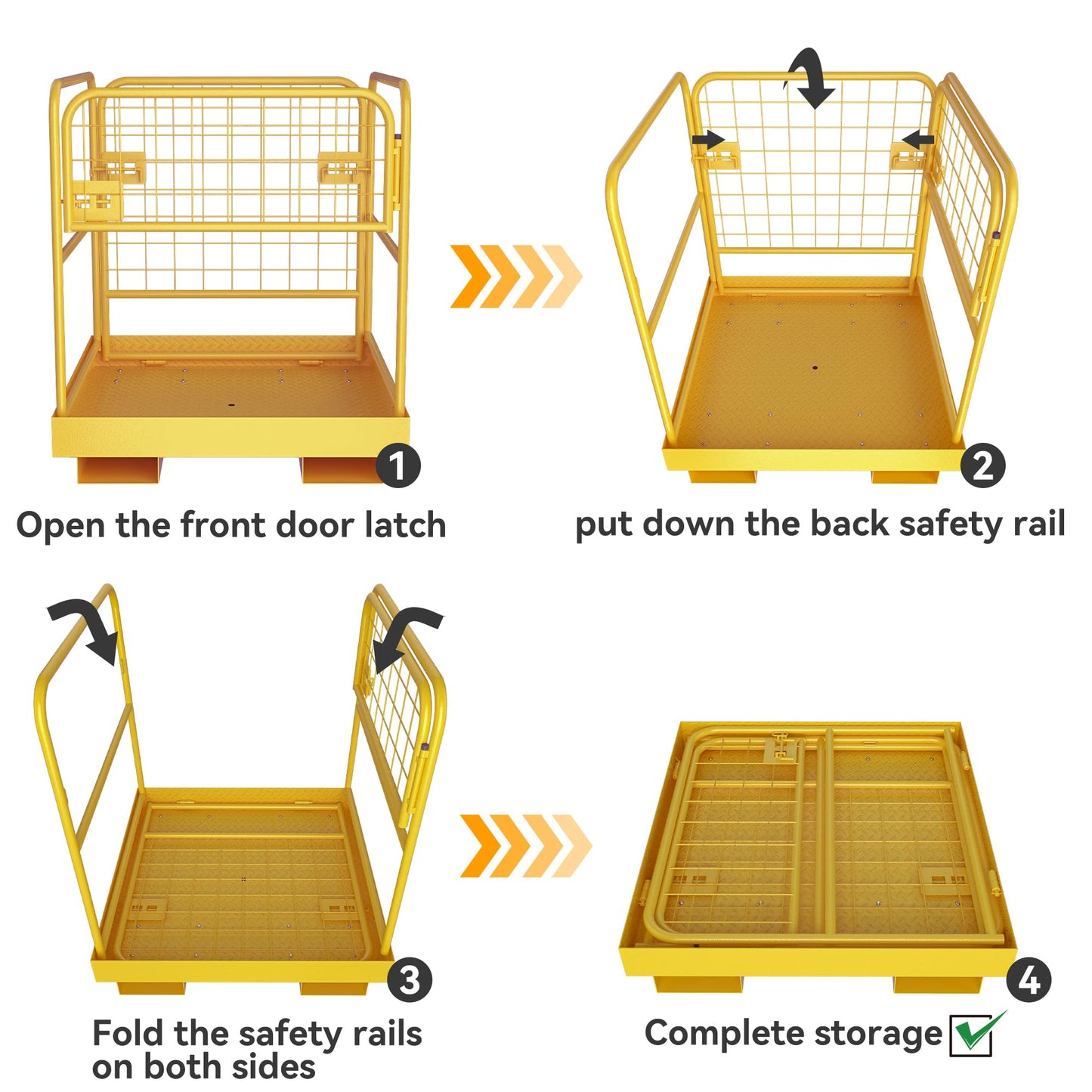 YINTATECH Forklift Safety Cage 36"x36",Forklift Work Platform 1150LBS Capacity,Heavy Duty Steel Forklift Basket Man Platform with 3 Chain,for Aerial Work