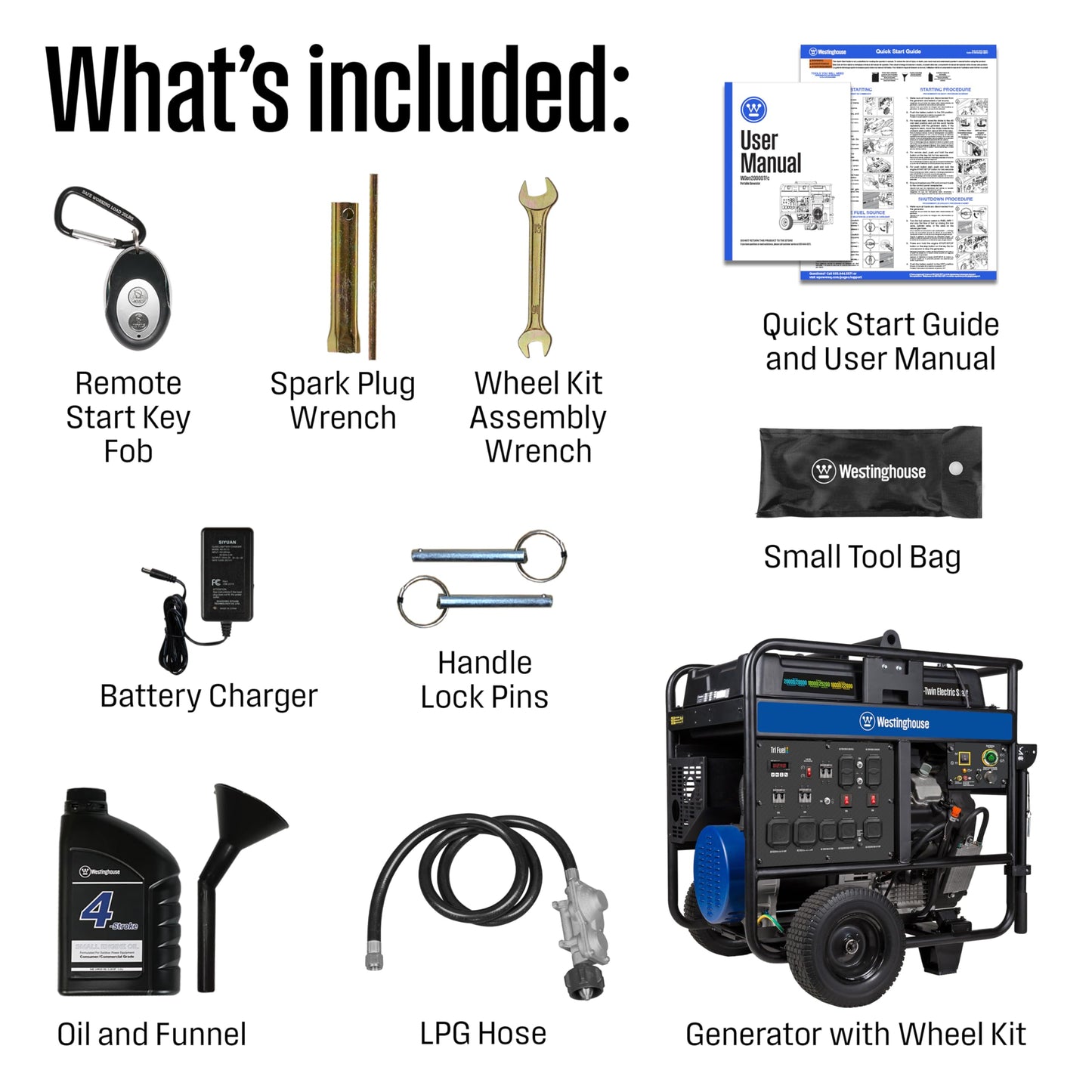 Westinghouse 28000 Peak Watt Tri-Fuel Home Backup Portable Generator, Remote Electric Start, Transfer Switch Ready, Gas, Propane, and Natural Gas Powered
