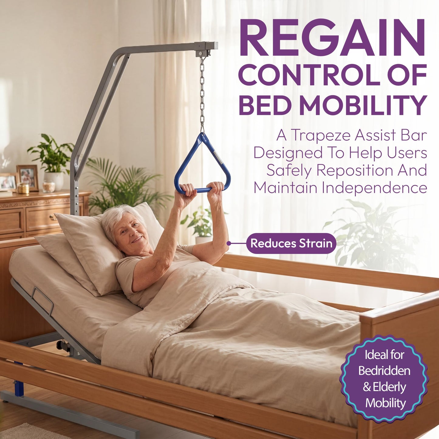 ProHeal Medical Trapeze Bar for Bed Mobility - Standard Trapeze Bar Set with 250 lb. Weight Capacity - Bed Pull Up Assist for Elderly and Bedridden Patients