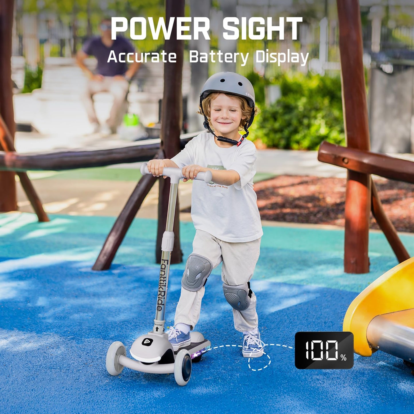 FanttikRide K9 Pro 3 Wheel Electric Scooter for Kids 3-6, Adjustable Height for Riders 3.3-4.6ft, 88 lbs, Up to 40 min, 3.5 Miles Range, AI & 2 Max Speed 3.7/6.2 MPH, Gray