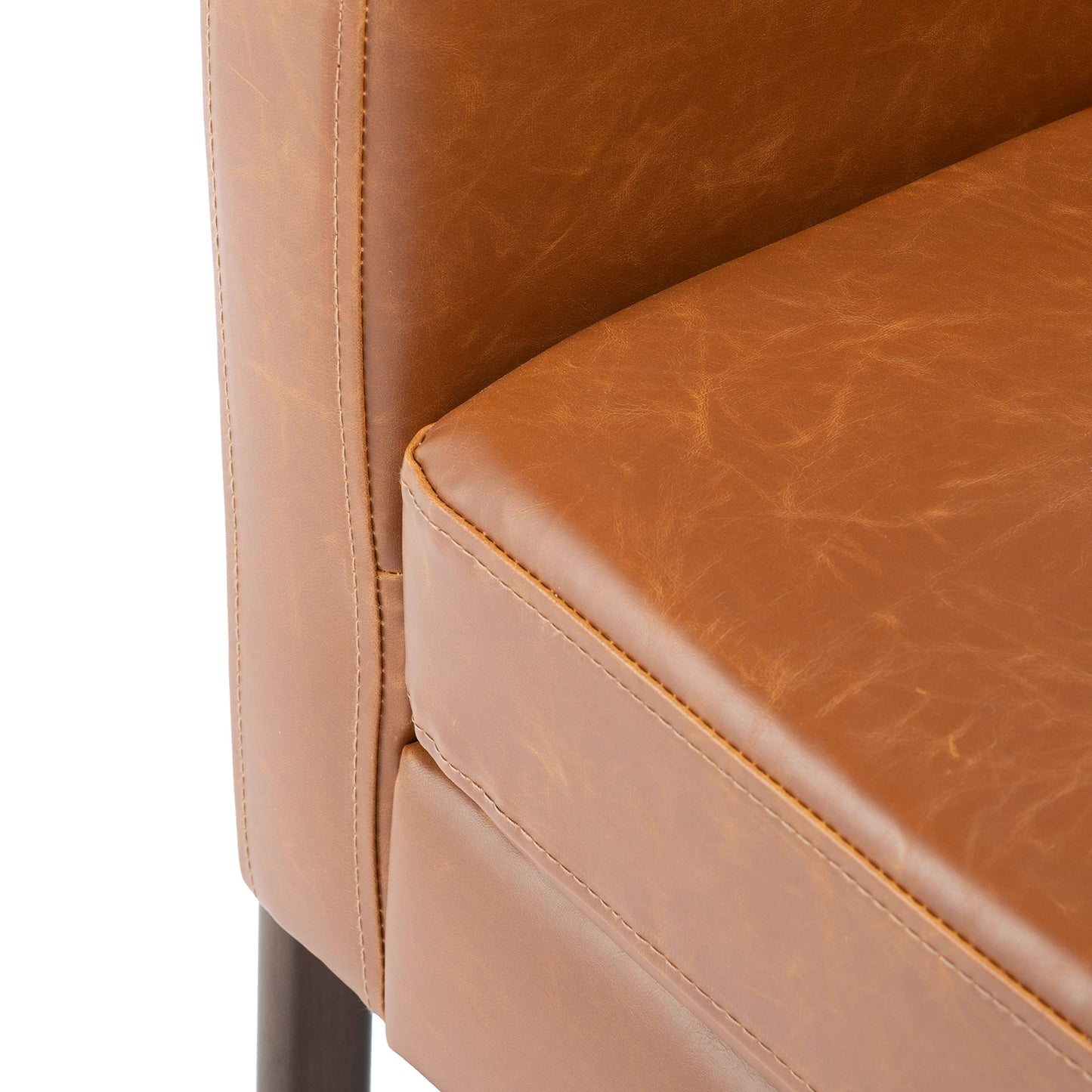 SAFAVIEH Home Collection Roald Faux Leather Sofa Accent Club Chair ACH6209C, Light Brown/Antique Coffee