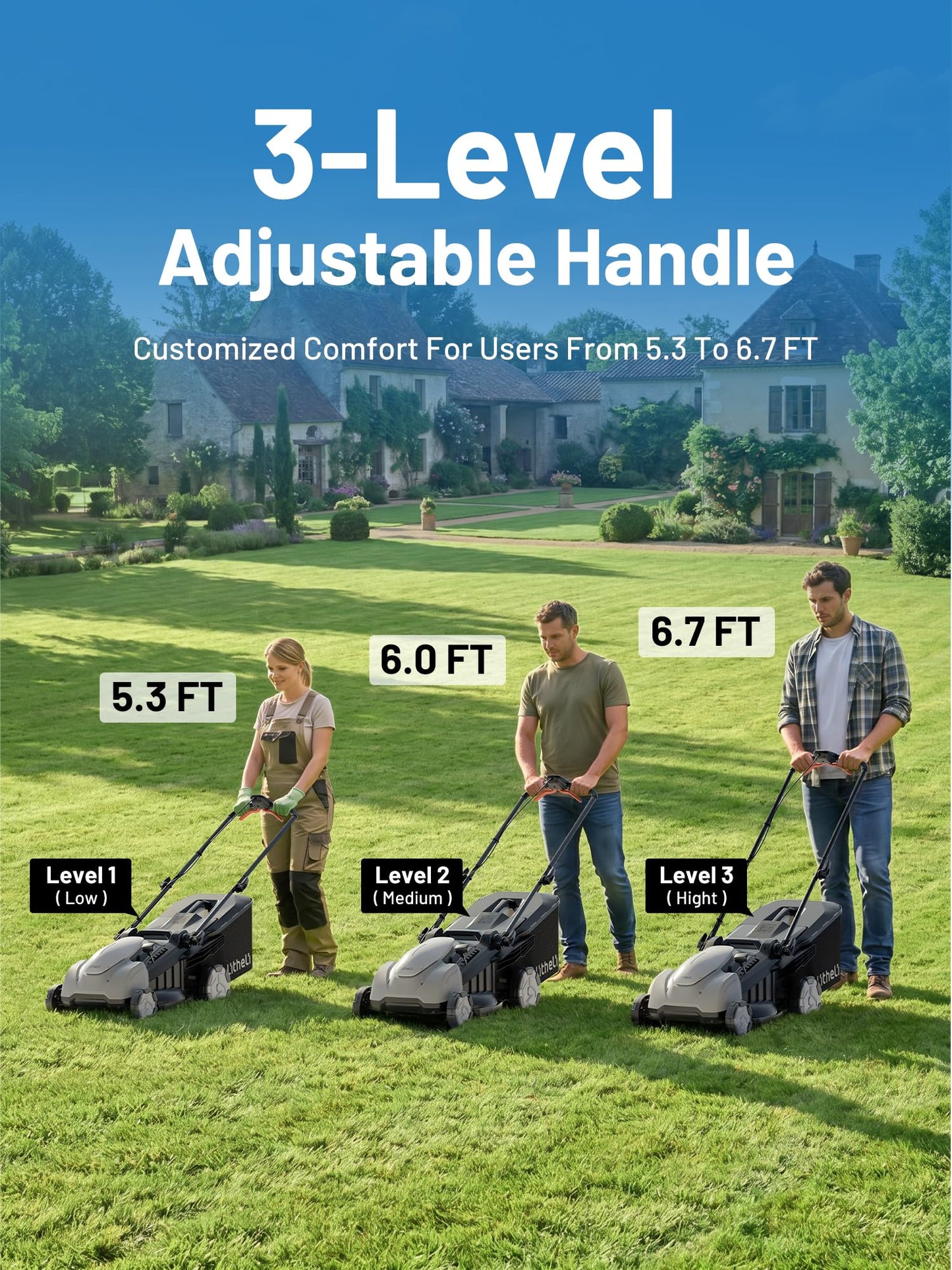 Litheli 18" Self-Propelled Lawn Mower, 40V Battery Lawn Mower(2 x 5.0Ah), Push Mower with Brushless Motor, 2-in-1 Mulching & Bagging