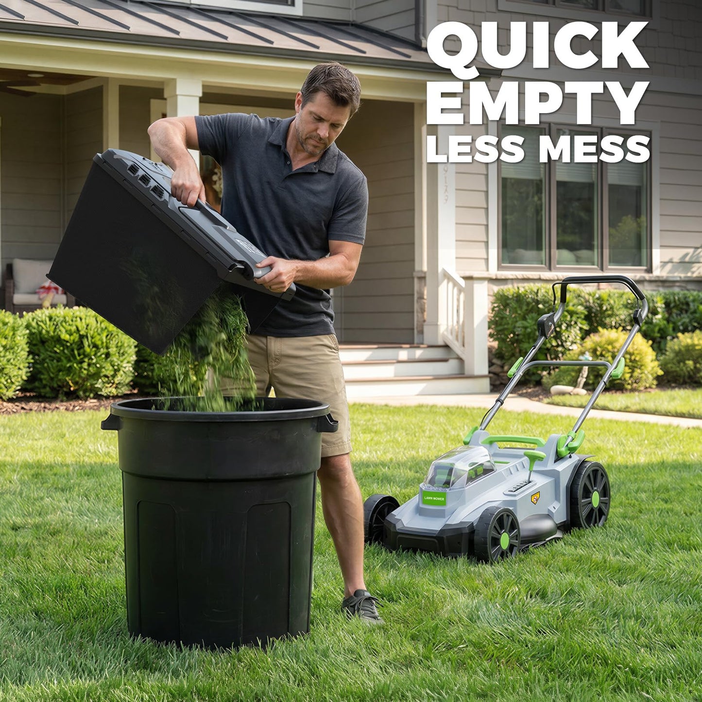 40V Cordless Lawn Mower, 17 Inch Electric Battery Powered Lawn Mower with 2x4.0Ah Batteries, 6 Height Adjustment, 50L Grass Bag, 1200W Brushless Motor, 40min Runtime for 500㎡ Yard
