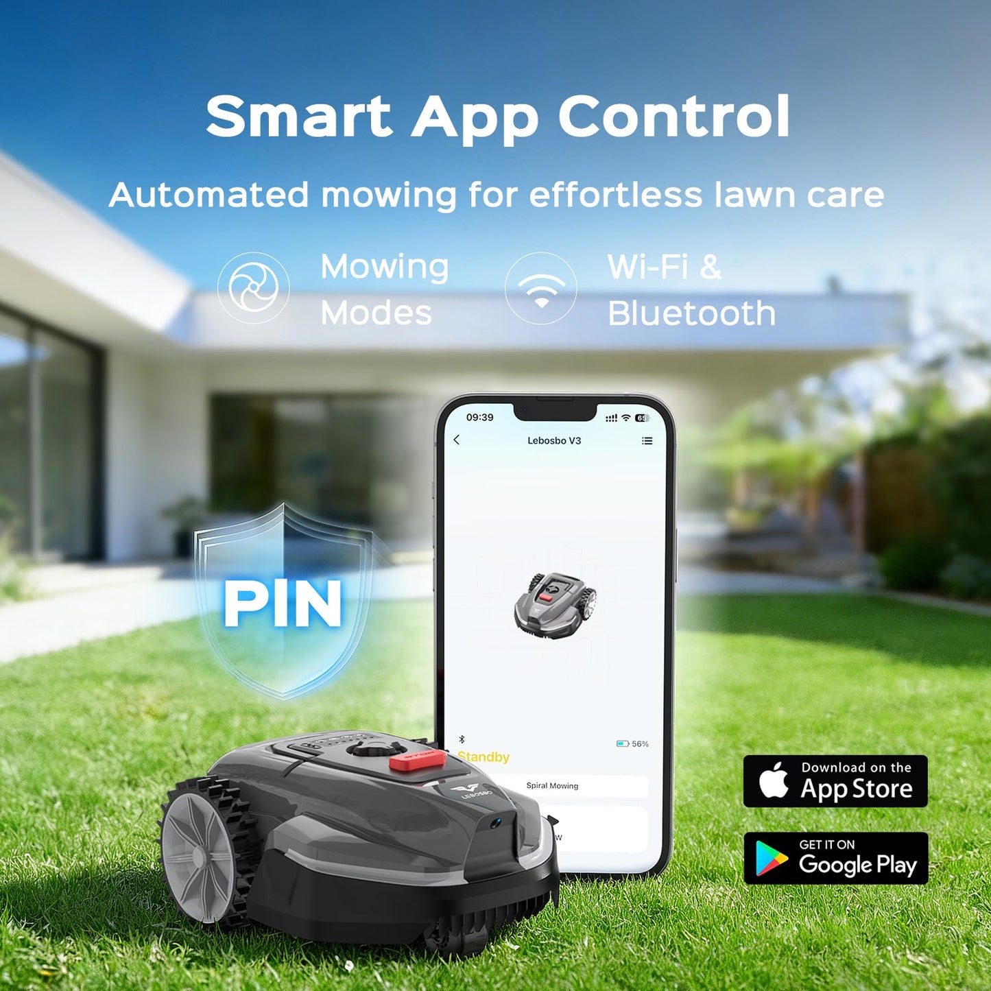 LEBOSBO V3 Robotic Lawn Mower with AI Vision Obstacle Avoidance, Smart APP Control, Low-Noise Operation, Adjustable Cutting Height, No-Go Zones, Ideal Robot Lawn Mower for Lawns Up to 1600 Sq.Ft