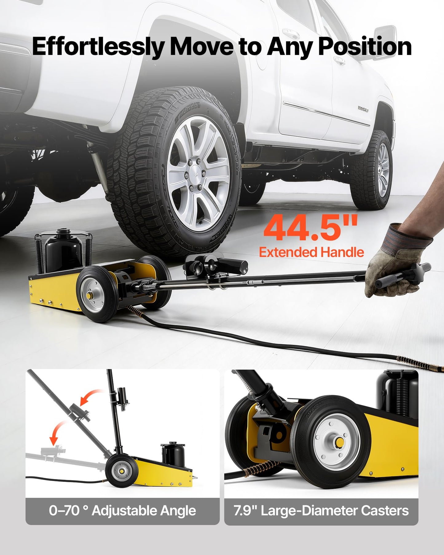 VEVOR 22 Ton Air Hydraulic Floor Jack Trucks Heavy Duty Steel Racing Floor Jack with Single Piston Quick Lift Pump & Extension Posts & Extension Posts, Air Pneumatic Jacks for SUVs, Pickups