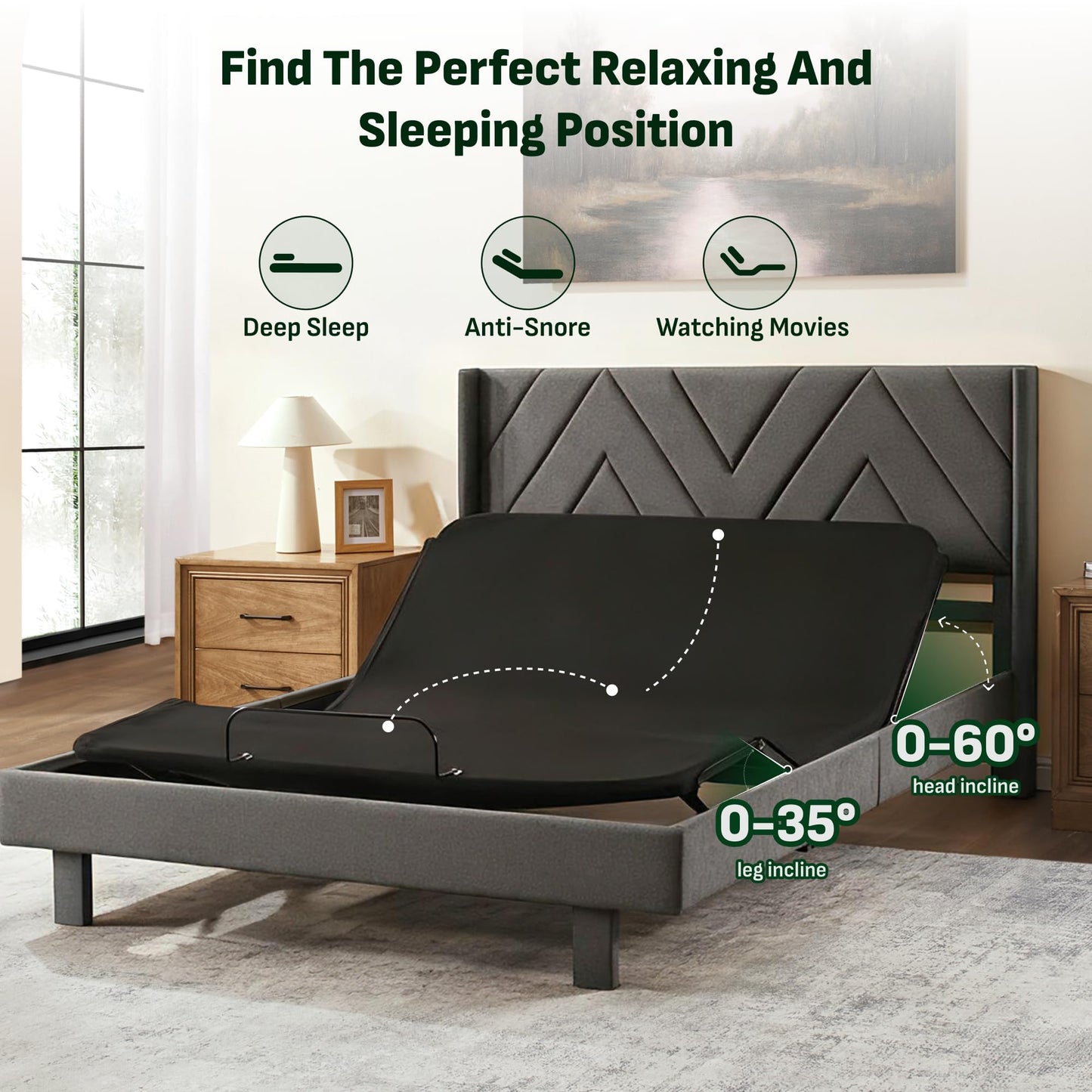 Softa Queen All-in-One Adjustable Bed Frame with Upholstered Bed Frame Headboard, Electric Bed with Remote Control and Whisper Quiet Motor, 10-Year Warranty