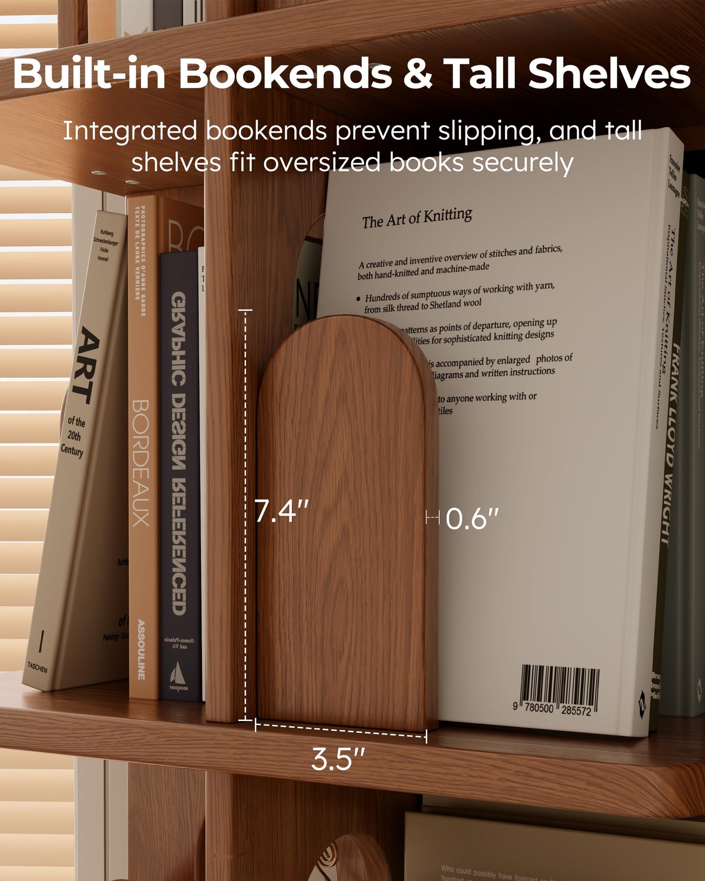 DONGMUWUJEE Solid Wood Rotating Bookshelf Tower with Book Ends, 6 Tier Corner Book Shelf with Wheels, Spinning Bookshelf Kids, Revolving Bookcase Shelf, Tall Narrow Book Case for Small Spaces, Walnut