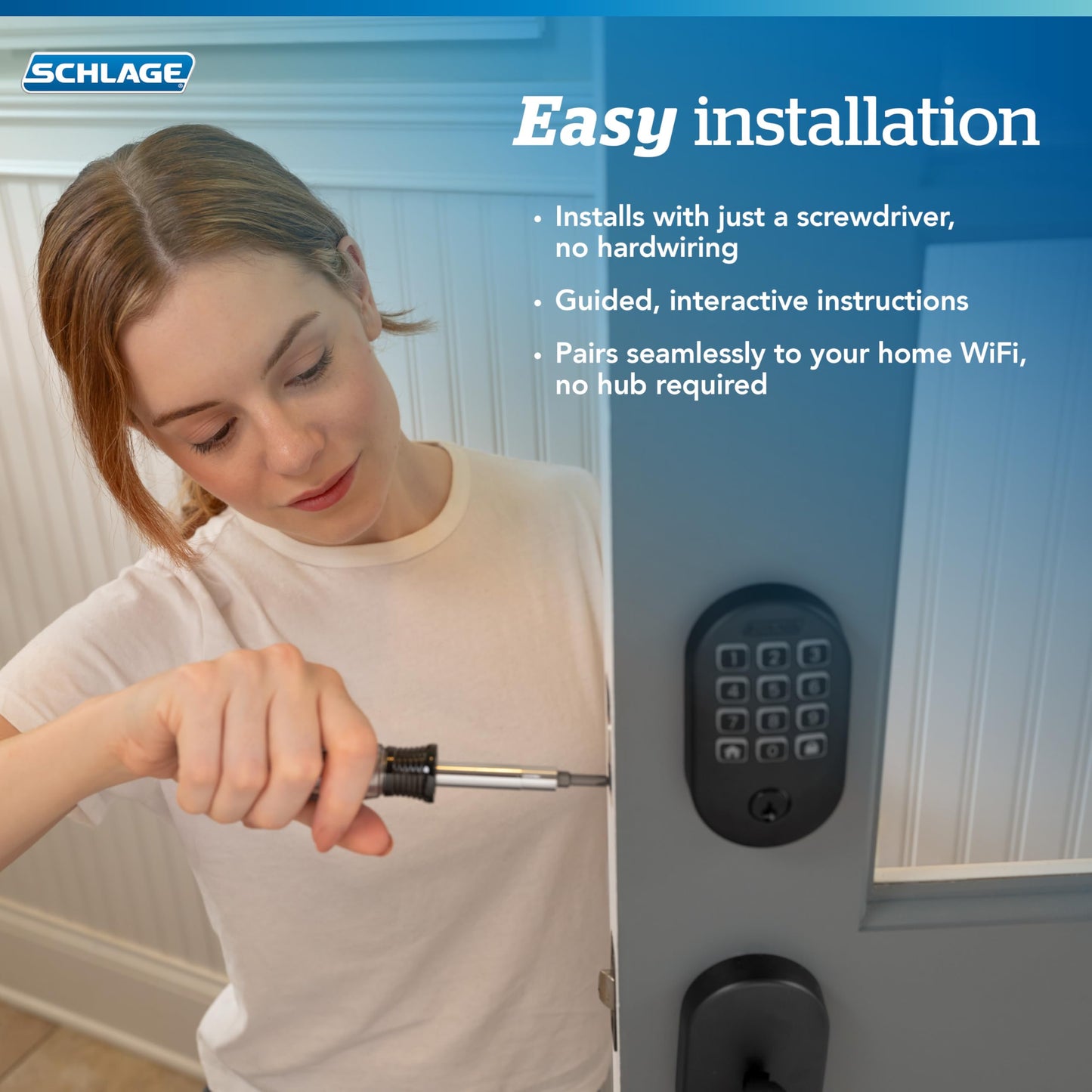 Schlage Arrive Smart Wi‑Fi Deadbolt Lock with Keypad, Keyless Entry Front Door Lock, App Control, Alexa and Google Home Compatible, Matte Black, BE459WB CAM 622