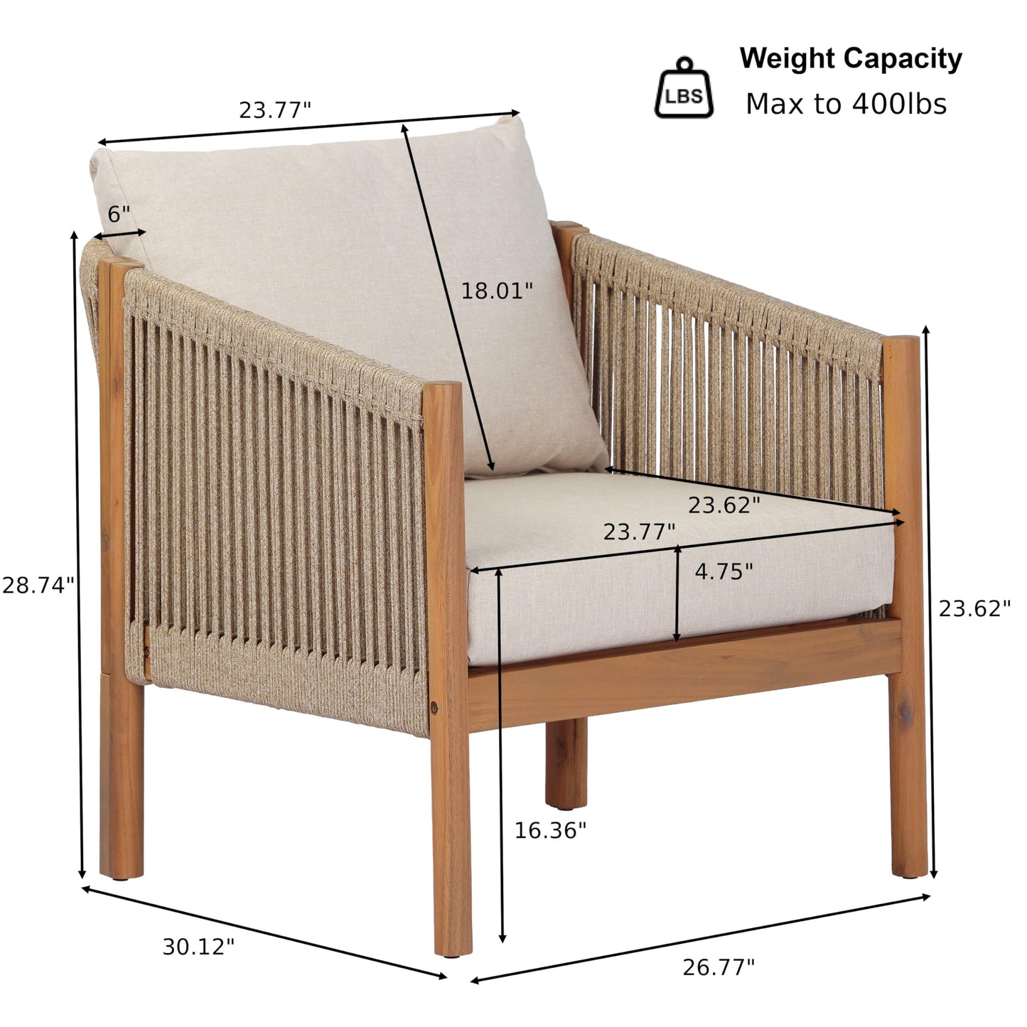 Christopher Knight Home Bubi 5-Seater Patio Furniture Set with Cushion, 4 Piece Outdoor Acacia Wood Conversation Set, Solid Wood Outdoor Sectional Sofa Set with Coffee Table, Teak+Beige