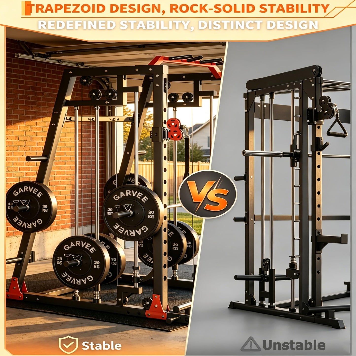 Smith Machine All-in-1 Home Gym, 2000 LBS Capacity Power Cage with Dual Independent Pulley System, 360° Landmine, Pull-Up Bar & Weight Storage – Heavy Duty Full Body Workout Station for Home & Garage