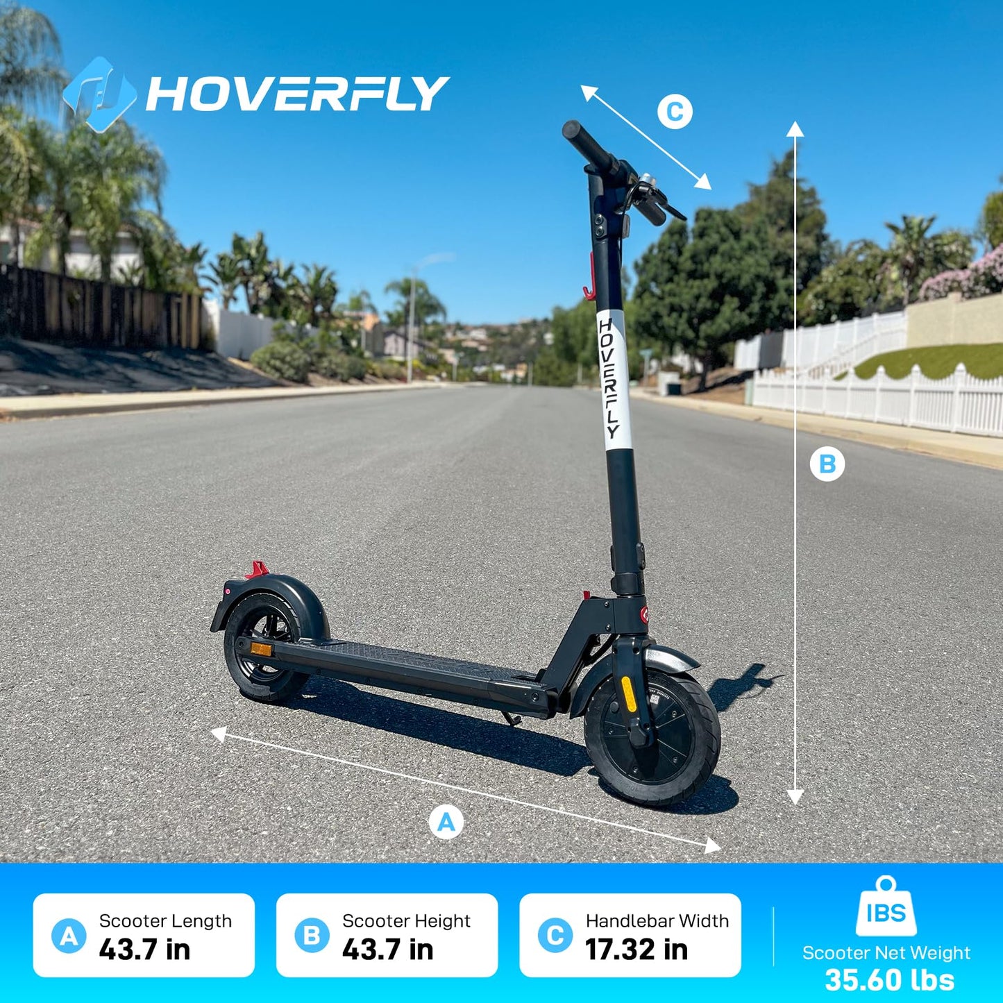 Hoverfly GXL MAX Electric Scooter for Adults, Anti-Flat 10'' Tire,Max 18 Mile Range, 15.5Mph Top Speed Powered by 300W Motor,Foldable Commuting EScooter with EABS Disc Brake Big LED Digital Display