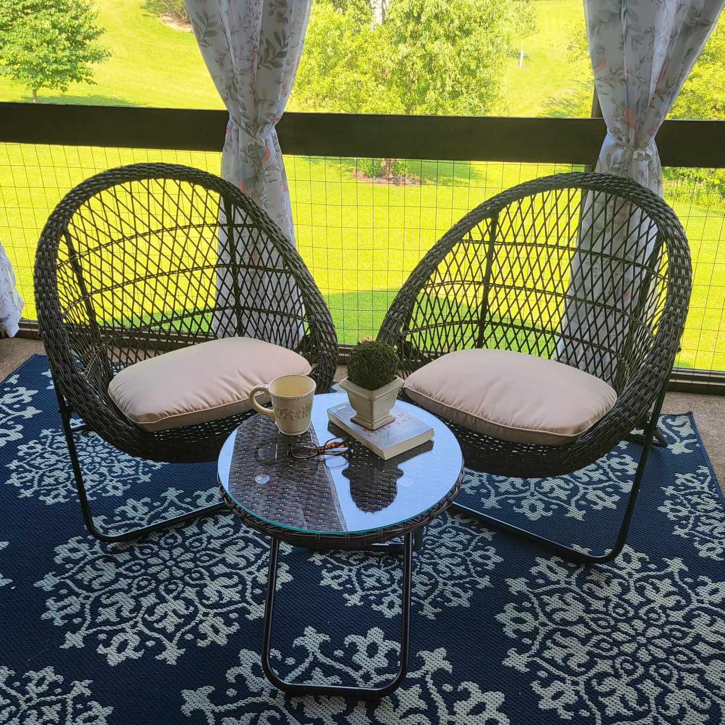 3 Piece Folding Outdoor Patio Bistro Set, Patio Furniture Sets with Table and Chairs for Garden, Backyard, Porch, Patio - Patio Conversation Set