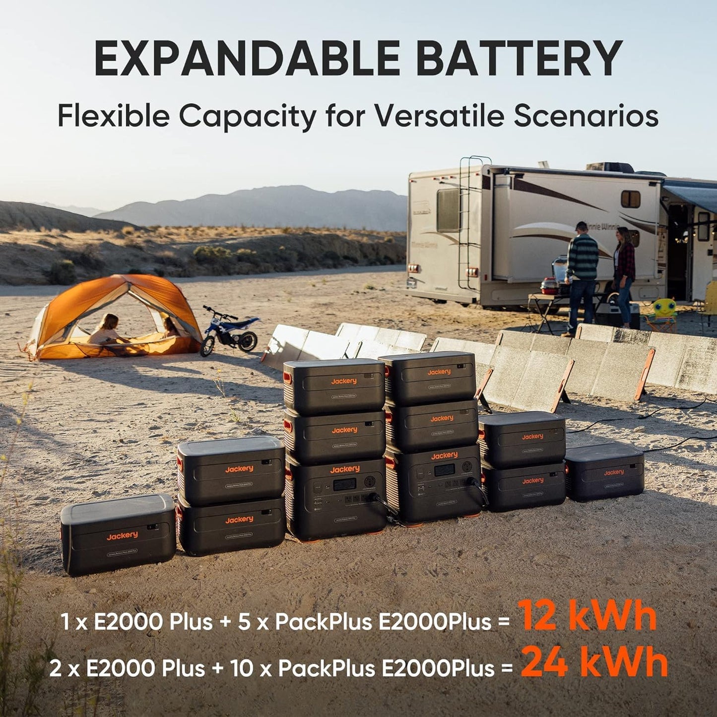 Jackery Explorer 2000 Plus Portable Power Station, 2042Wh LiFePO4 Solar Generator, 3000W AC Output, Expandable to 24kWh, UPS Home Backup for Emergency Camping RV Off-Grid(Solar Panel Optional)