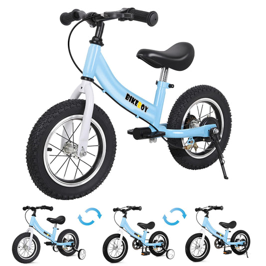 bikeboy Balance Bike 3 in 1,The Dual Use of a Kids Balance Bike and Toddler Bike, for 2 3 4 5 6 7 Years Old -12 14 16 Inches with Training Theory, Brake, Pedal