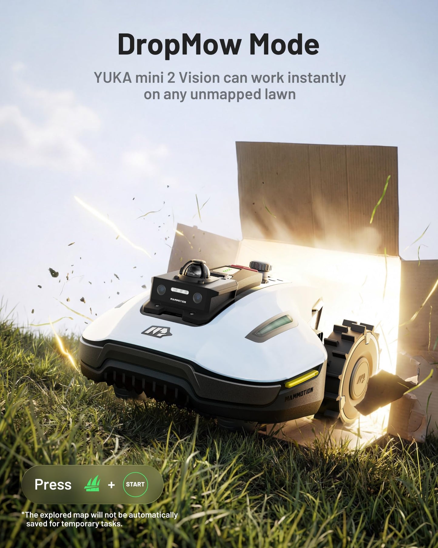 (2026 Upgrade) Mammotion YUKA mini 2 1000H Robotic Lawn Mower, for 0.25 Acre, 360° LiDAR + AI Vision, 45% Slope, DropMow, Smart Battery Management,Cutting Heights 2.0"-3.5"