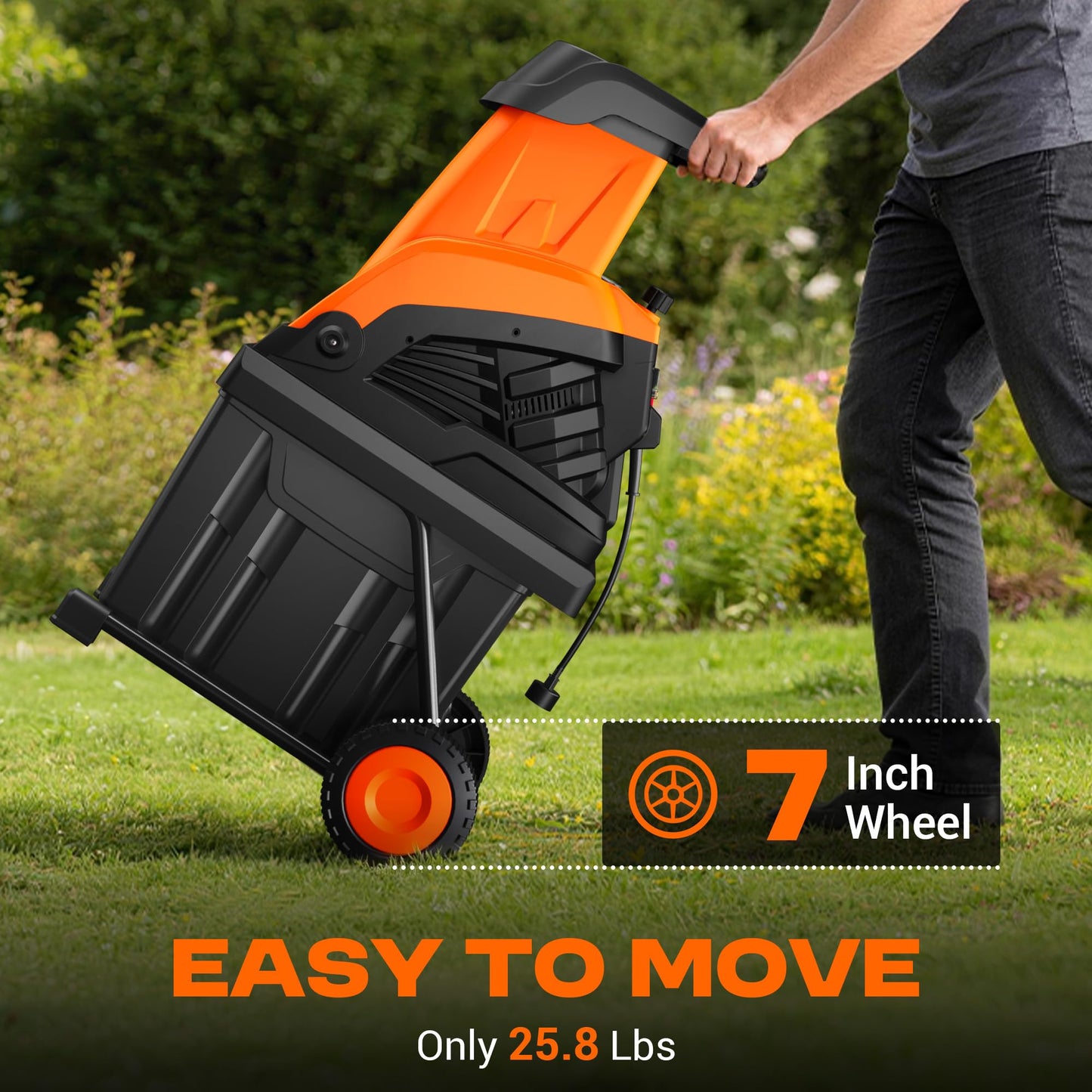 SILVEL Wood Chipper Shredder,1800W Cutting Diameter of 1.77 inch with 10 Gallon Large Collection Bin, 15-Amp Electric Wood Chipper Shredder for Fast Cleanup, Ideal for Branches, Garden Waste