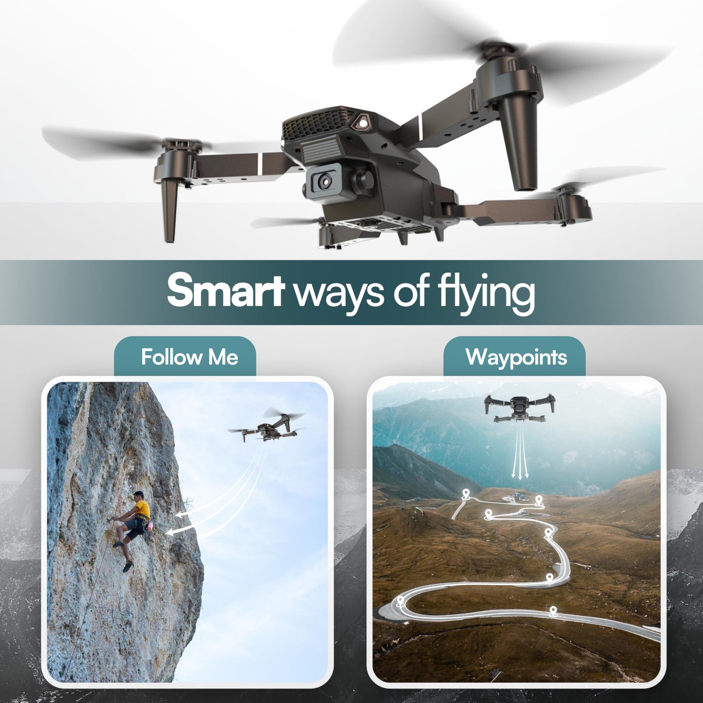 Falcon X 4K Drone with Built-In Screen Remote, Foldable FPV Quadcopter with Wide-Angle Camera, Carrying Case & 3 Batteries – Easy-to-Fly Drone for Beginners