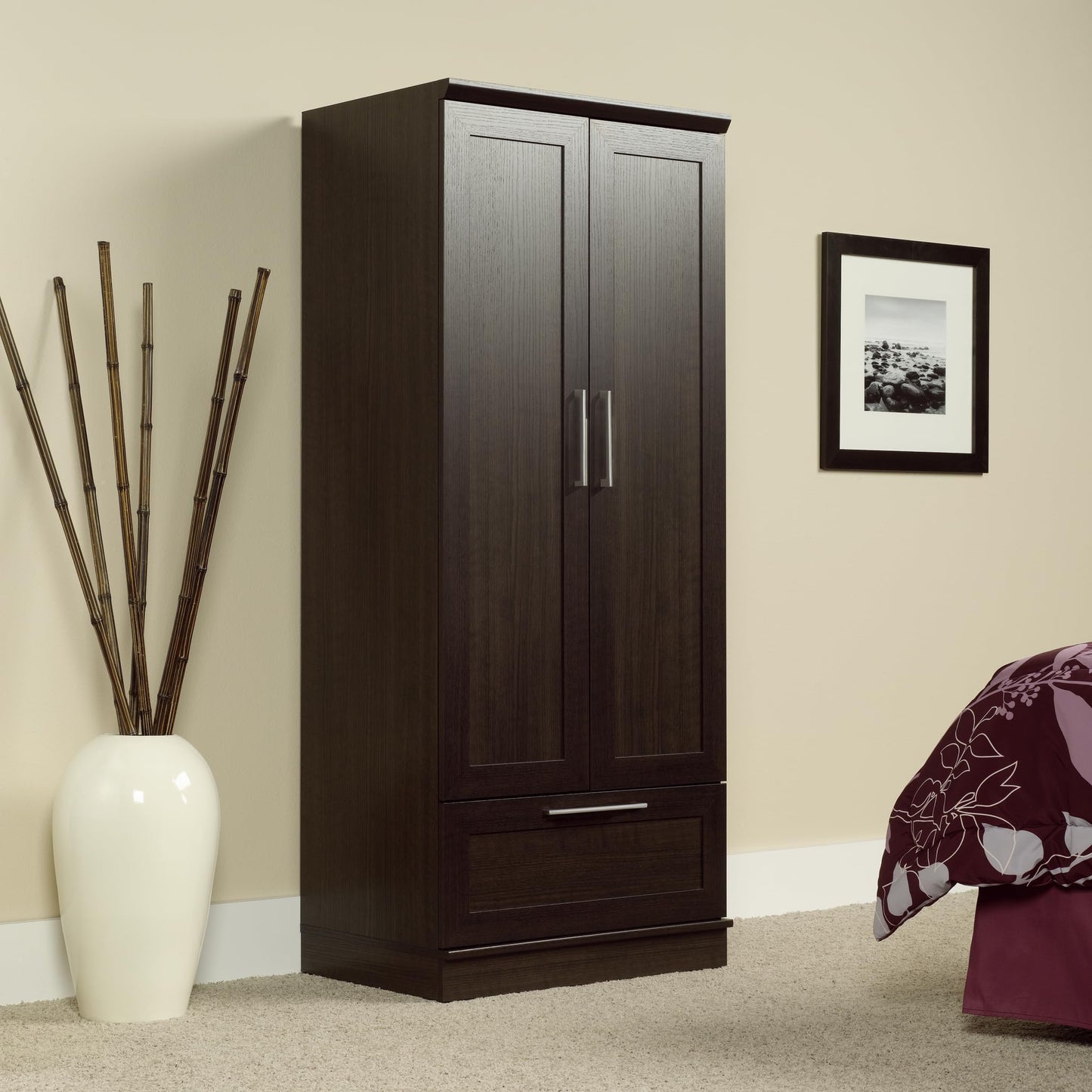 Sauder HomePlus Wardrobe/Pantry cabinets, L: 28.98" x W: 20.95" x H: 71.18", Dakota Oak finish