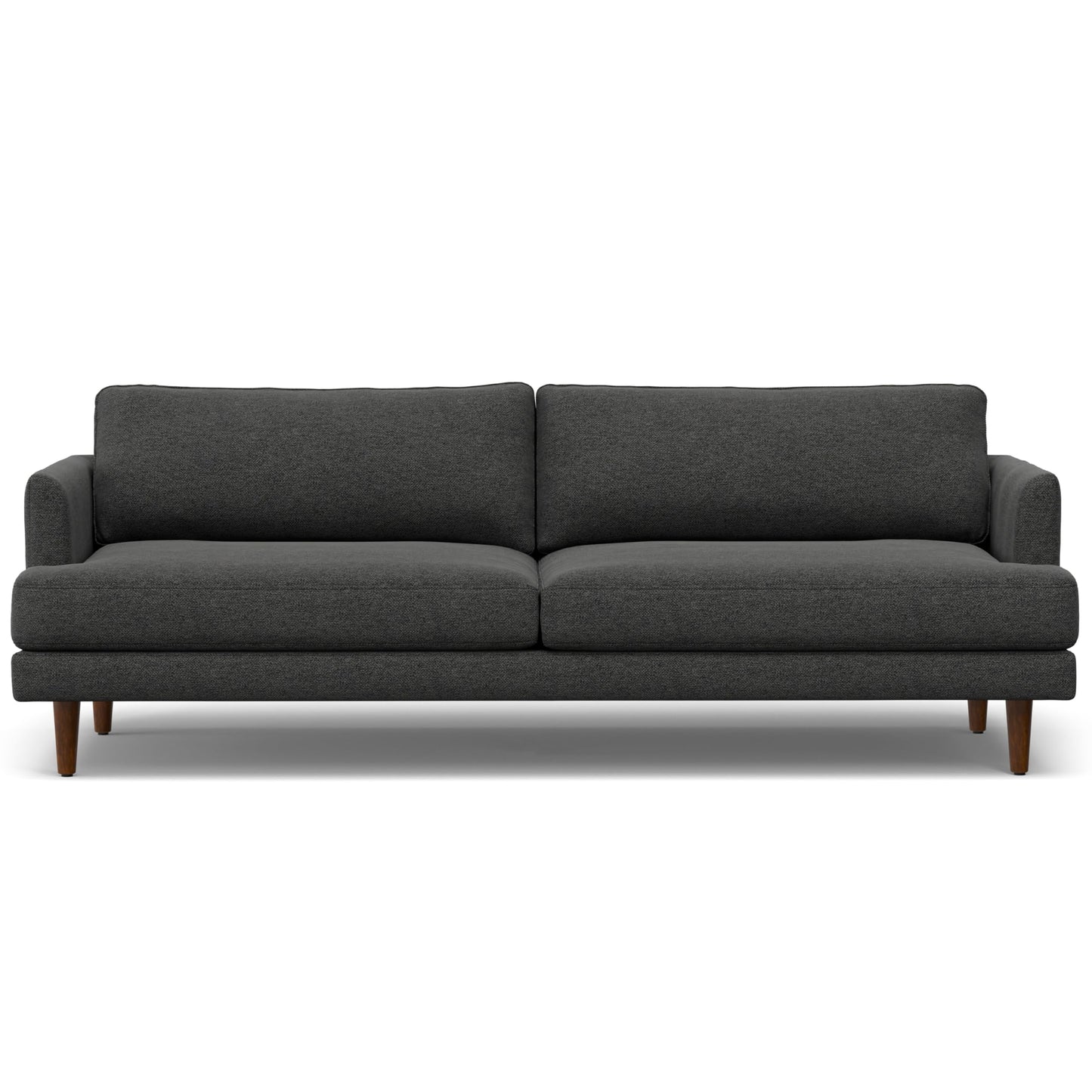 SIMPLIHOME Livingston 90-inch Wide Sofa in Charcoal Grey Woven-Blend Fabric, Handcrafted Mid-Century Modern Oversized 3-Seater Couch Sofa for Living Room or Family Room, Solid Wood Frame