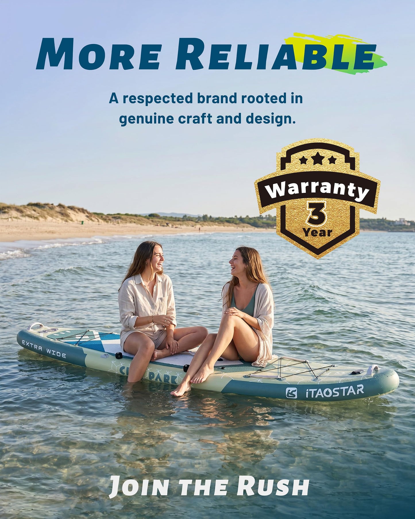 iTAOSTAR C03EP 35" Wide Paddle Board, More Fun Inflatable Paddle Board with 5 Fins，12 Foot Stand Up Paddle Board with Premium SUP Accessories for Familly of All Skill Levels