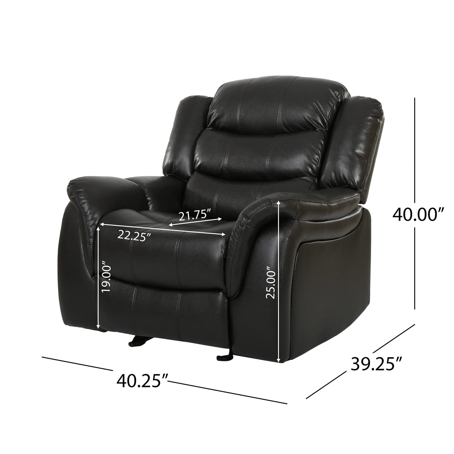 Christopher Knight Home GDFStudio Great Deal Furniture Merit Black Leather Recliner/Glider Chair