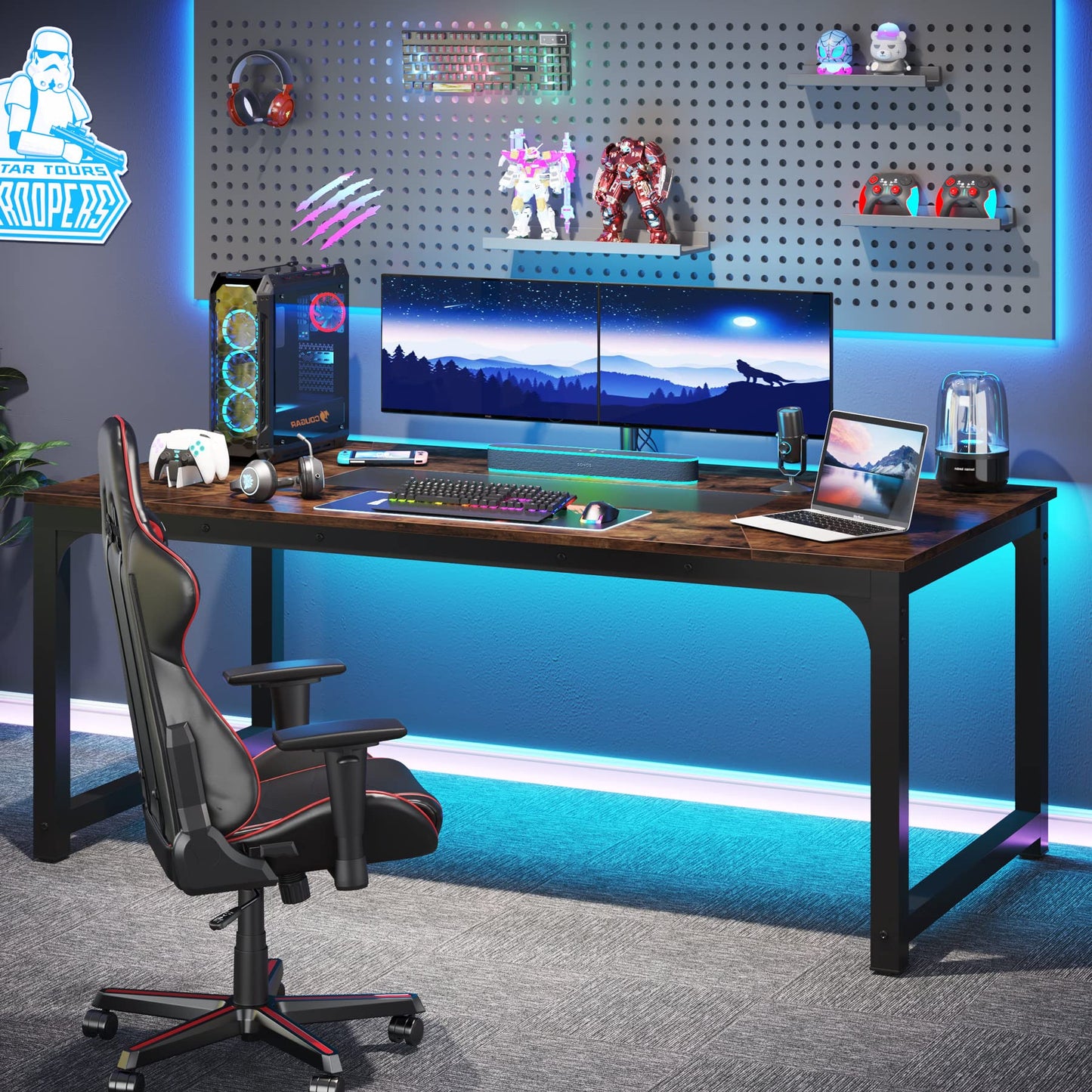 Tribesigns Modern Computer Desk, 70.8 x 35.4 inch Large Executive Office Desk Computer Table Study Writing Desk Workstation for Home Office,Rustic/Black