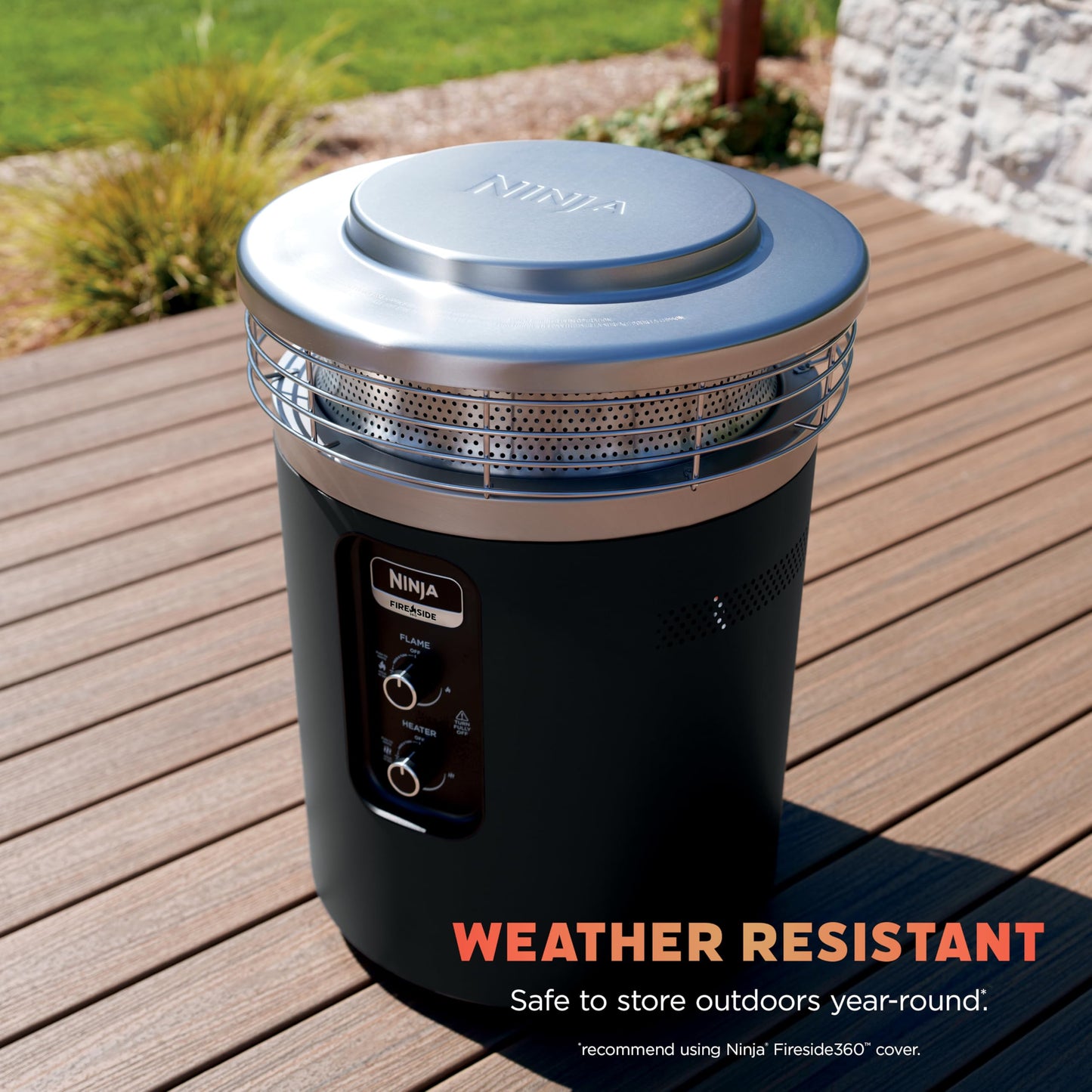 Ninja Fireside360™ Outdoor Heater and Fire Pit | 3 Modes with Flame and Heat Settings | Portable Smokeless Propane Design for Patio Deck and Camping | 80,000 BTU | Black | OF101BK