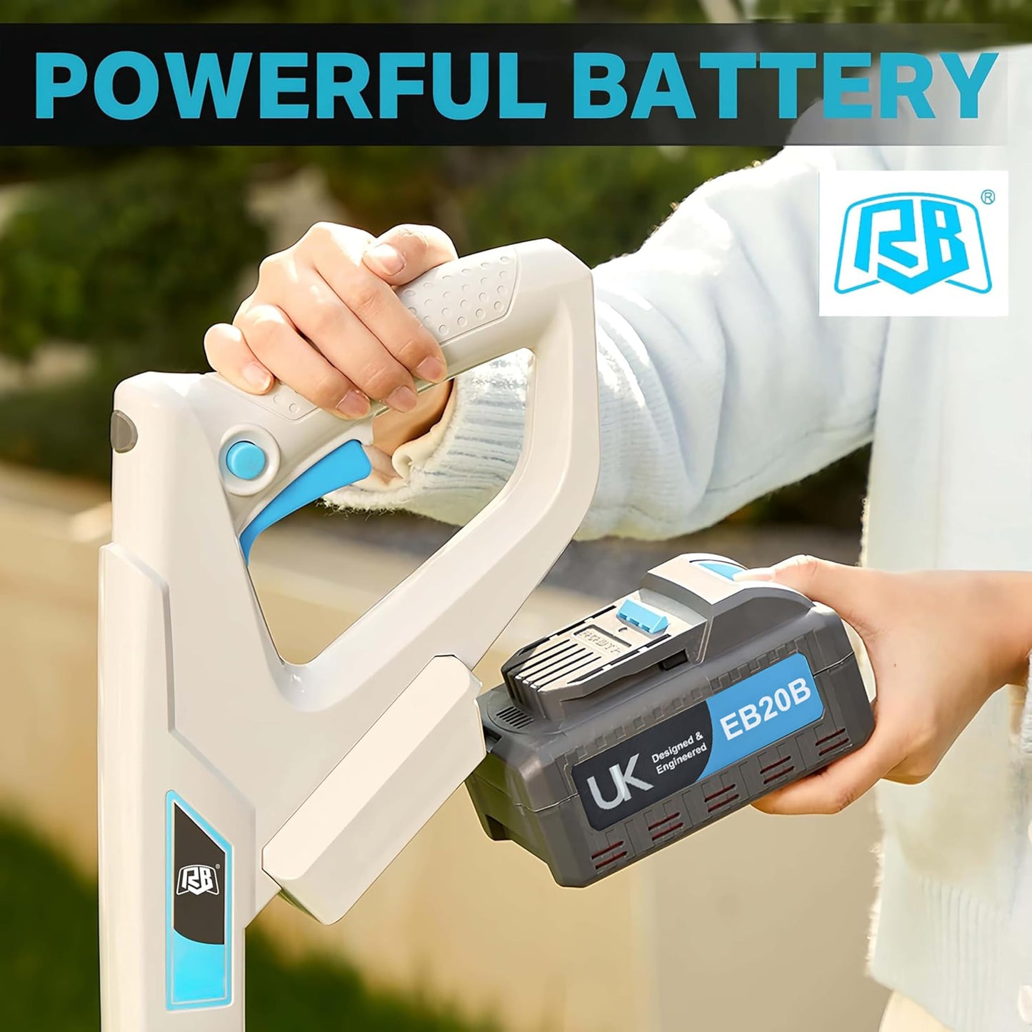 RB 40V 9" Mini Cordless Lawn Mower with Battery & Charger for Small Yards