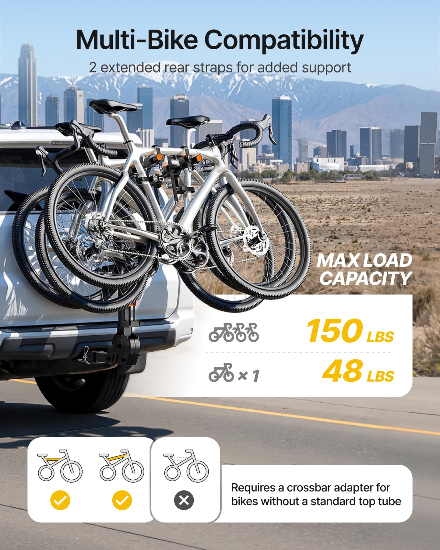monTEK Premier Locking Quick Release 3-Bike Rack for Cars, Trucks, SUVs with 2” Hitch, Quick Foldable & Tiltable Bike Rack Hitch,3mm Thick Heavy-Duty Steel Frame&High-Secure Straps Hitch Bike Rack