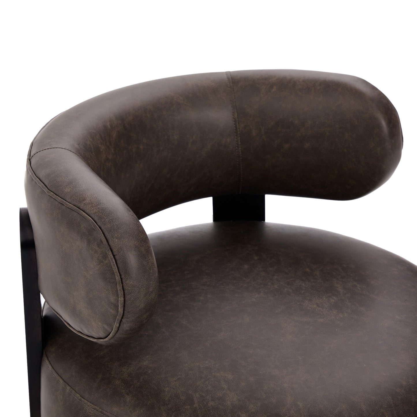 Christopher Knight Home Udon Faux Leather 360° Swivel Accent Chair, Solid Wood Living Room Swivel Chair, Rotating Single Lounge Sofa, Bedroom Comfy Reading Chair, No Assembly Needed, Dark Brown