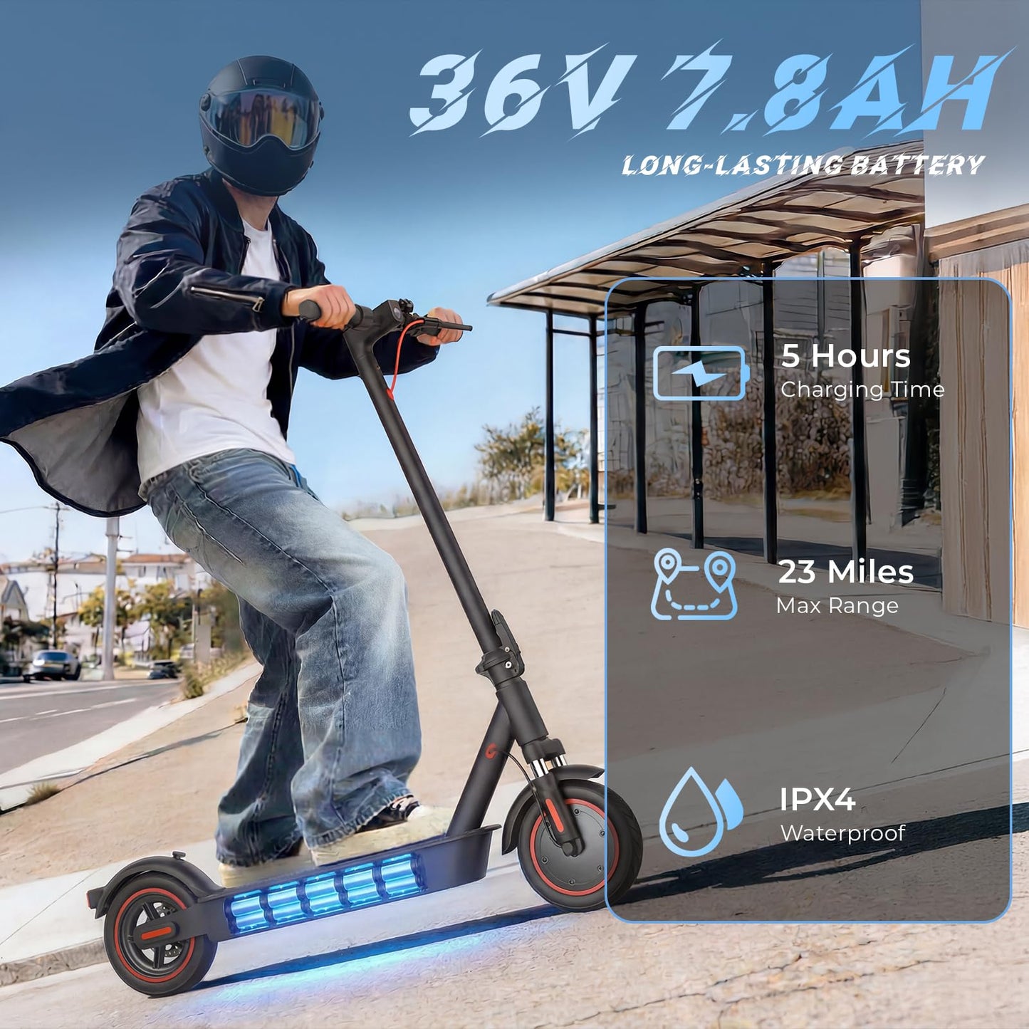 HopCycle Electric Scooters - Electric Scooter Adults, 1200W/1000W/500W Motor, 28/25/21/18 MPH Top Speed, 10''/8.5'' Tires, 28/25/23/21Miles, APP Control E Scooter for Teens Black Red