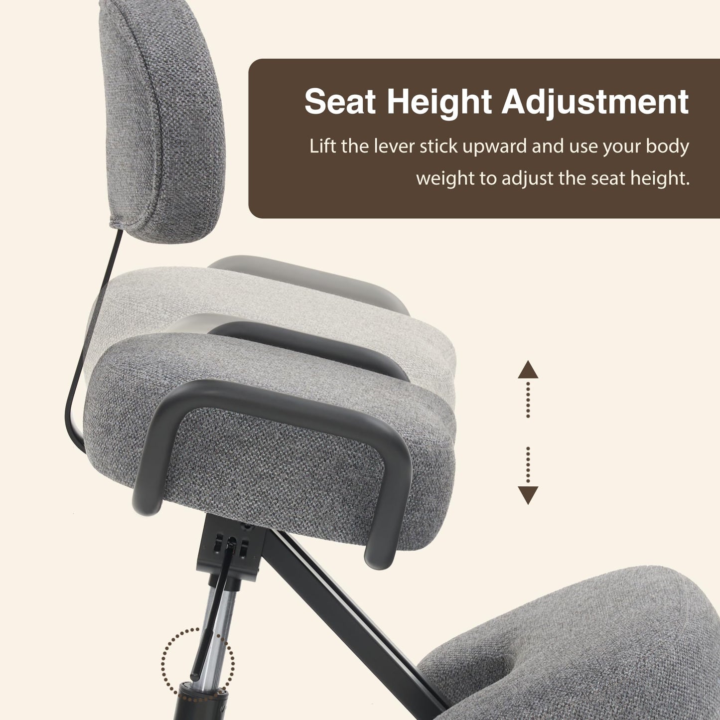 DR.LOMILOMI Ergonomic Kneeling Chair with Backrest, Improve Posture, Thick Cushions, Locking Wheels for Home & Office, AKONI 512B (Dim Grey)