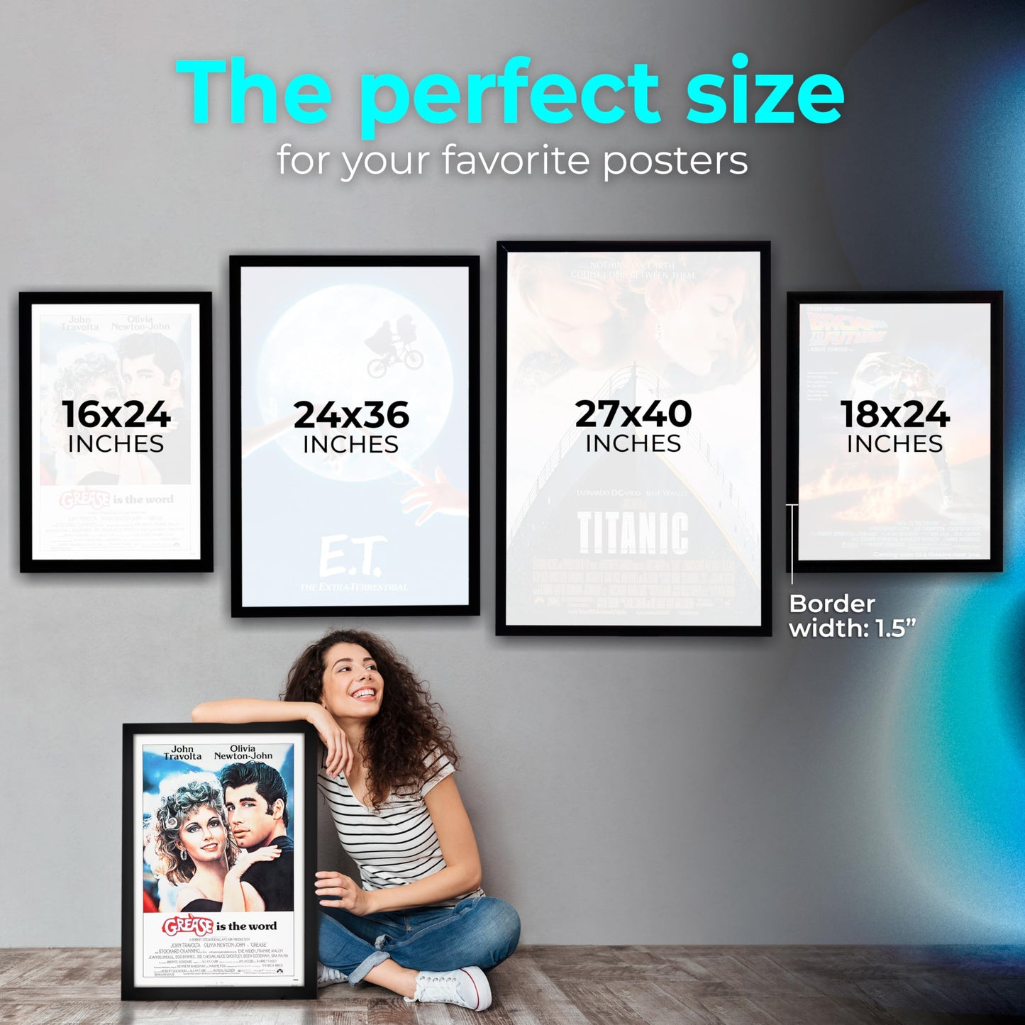 NexaFrame LED Backlit Movie Poster Frame - 24 x 36 Black Cinema Box for Posters, Framed Wall Art Lights for Paintings & Pictures, Digital Signage Display, Lighted Theater Advertising Signs, Light Box