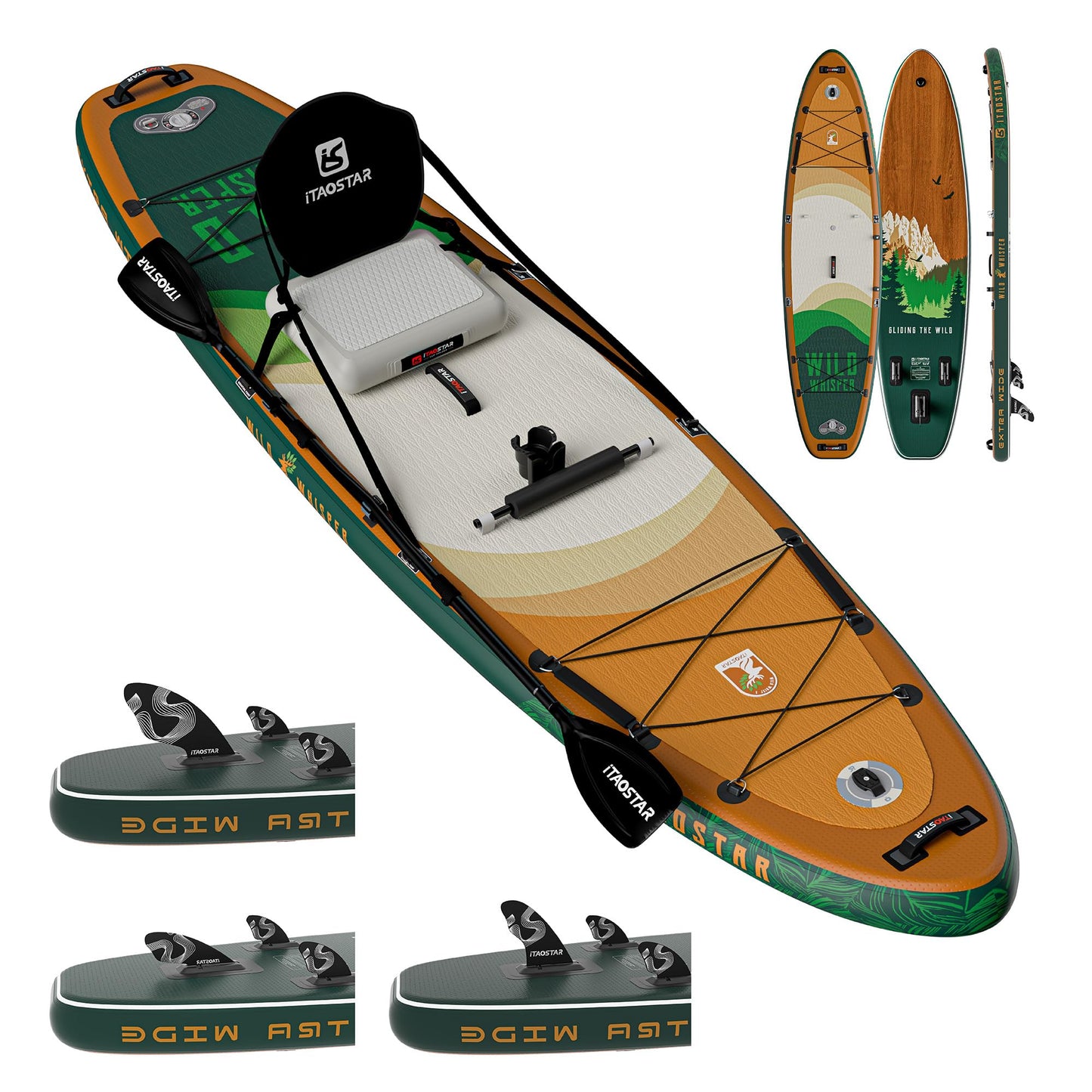 iTAOSTAR W03AP 12'x35 Inflatable Stand Up Paddle Board for Family - Extra Wide Inflatable SUP Boards with Seat, Premium SUP Package with Full Accessories for Touring & Yoga
