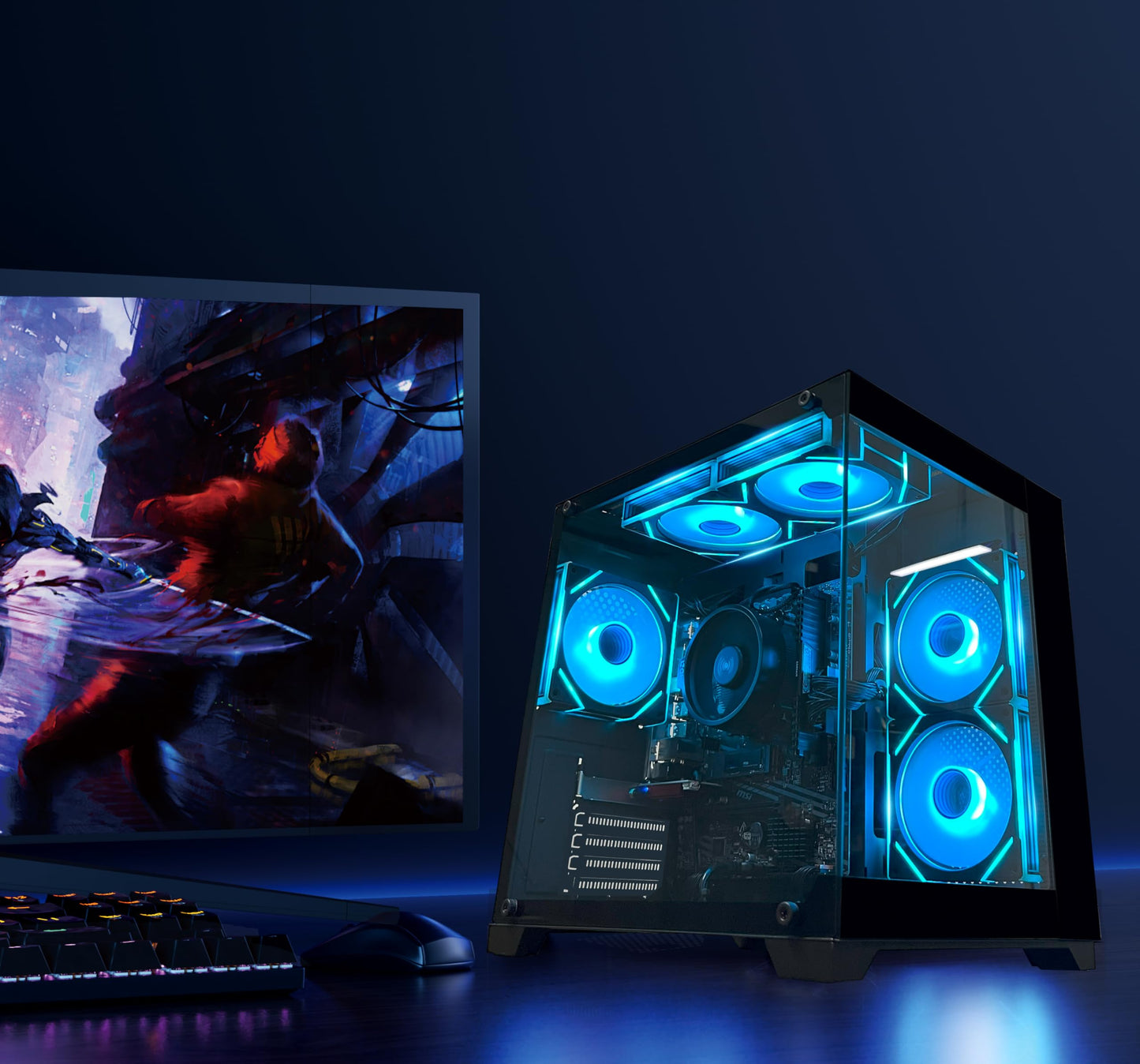 YAWYORE Gaming PC Desktop Computer AMD R5 5600GT 16GB 1TB NVMe Towers WiFi