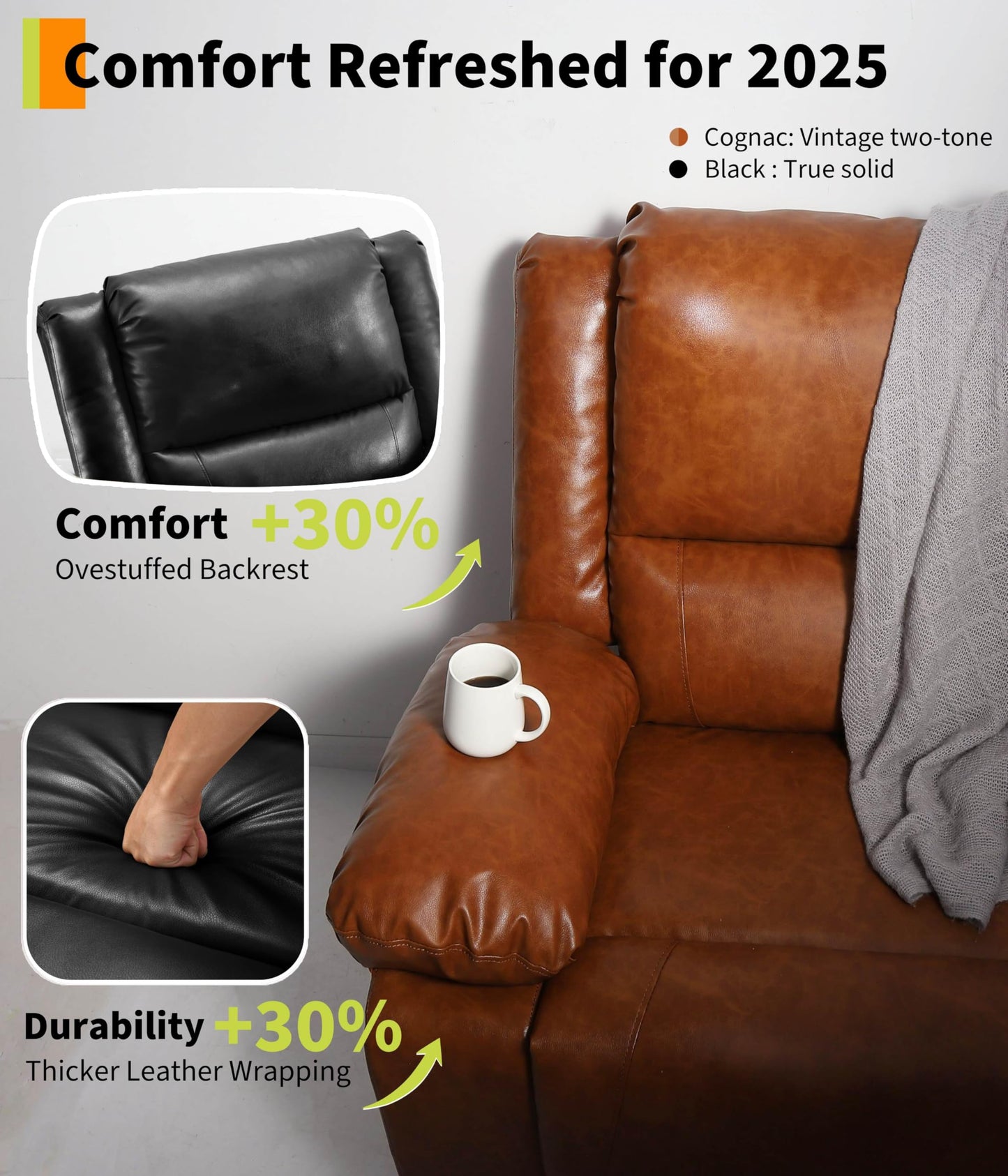 GarveeHome Power Lift Recliner Chair - Heat and Massage, Electric Lift Recliner for Elderly & Mobility Impaired, Adjustable Back and Legs, Heavy Duty Lift Chair for Seniors