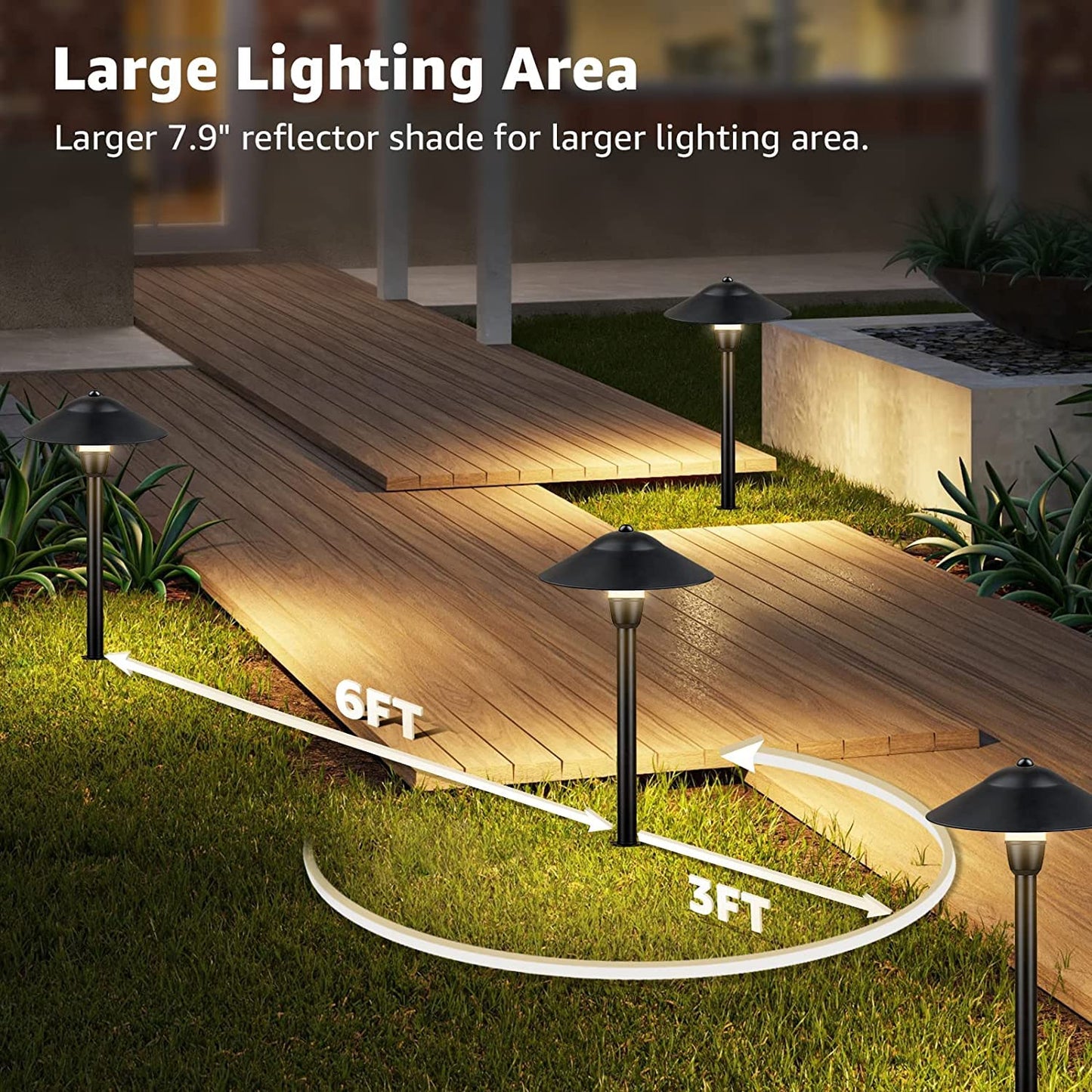 SUNVIE LED Pathway Lights 12-24V 3W IP65 Waterproof Aluminum Black 2 Pack