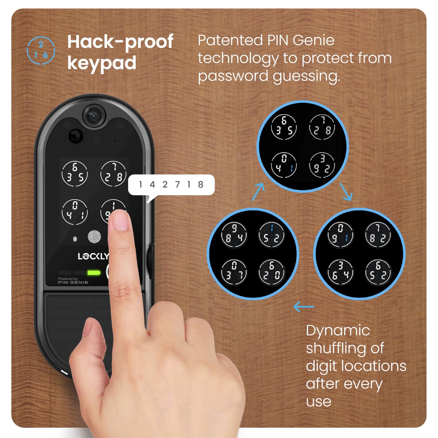 Lockly Vision Elite Video Smart Lock with Camera, Smart Wi-Fi Deadbolt for Front Door, PIN Genie® Keypad, Fingerprint Door Lock, Motion Sensor, App Remote Control, 2-Way Audio Doorbell, No Monthly Fee