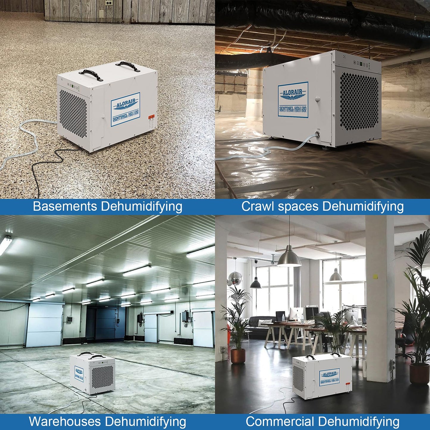 ALORAIR Sentinel HDi120 Commercial Dehumidifier with Pump, 235 Pints Whole Homes Dehumidifier for Crawl Spaces, Basements, up to 3,300 sq. ft. cETL
