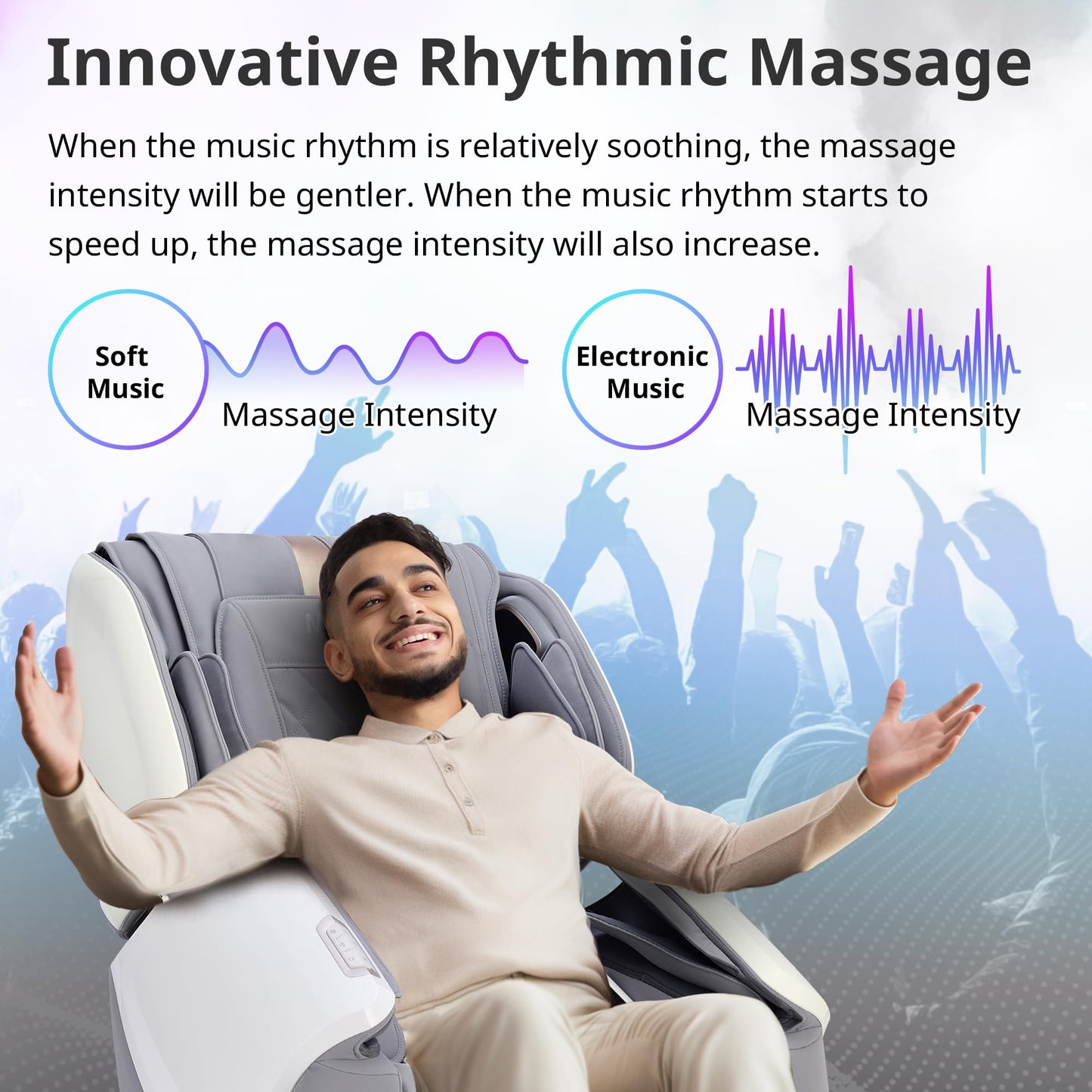MYNTA 4D Massage Chair, Dual Mechanism 4D+2D Massage Chair Full Body, Waist & Shawl Heating with Extended SL-Track, Foot & Calf Massager, Music Sync with Hi-Fi Bluetooth Speaker
