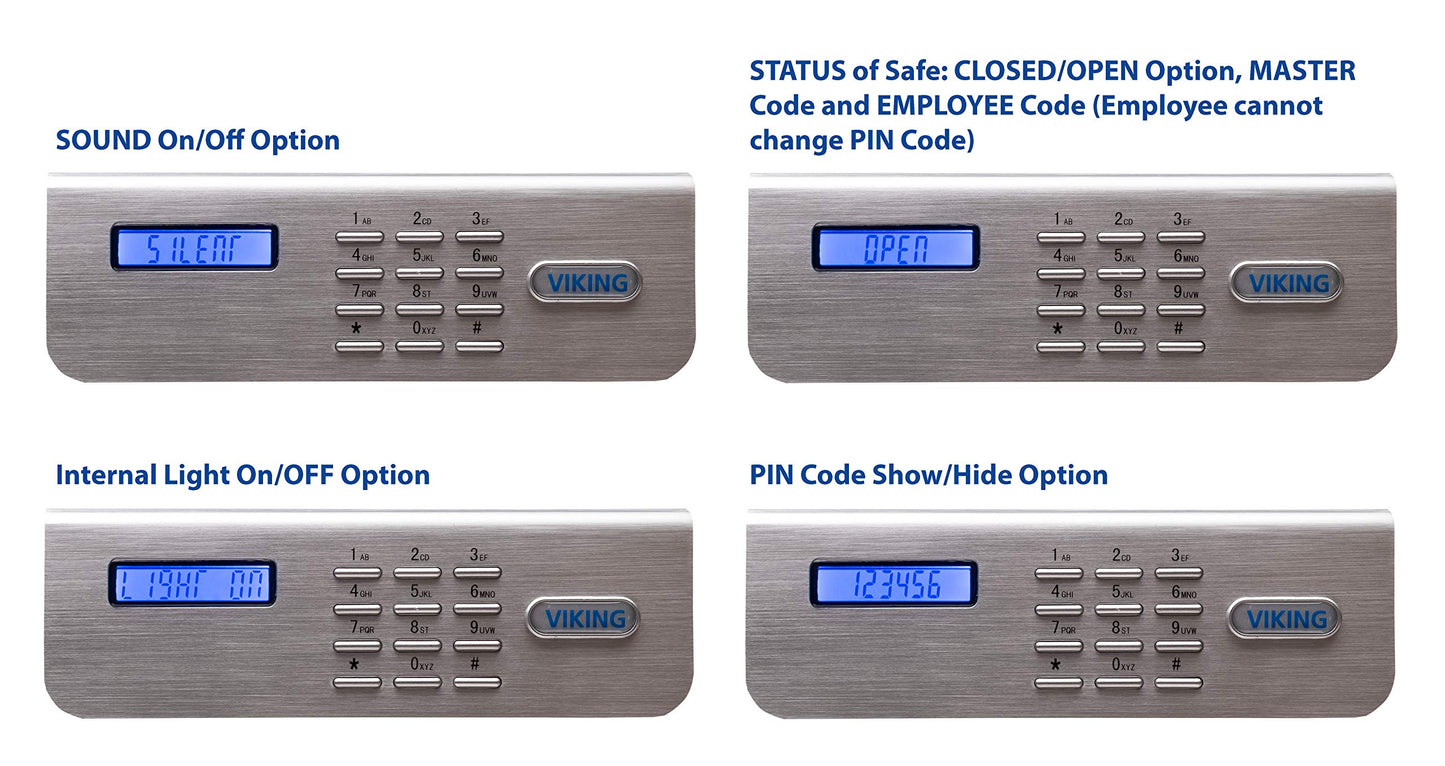Viking Security Safe VS-48DS Heavy Duty Depository Safe with Drop Slot – Large Digital Keypad Box for Cash, Documents & Valuables – Anti-Fish Design, Motorized Lock, LED Light – For Business Use