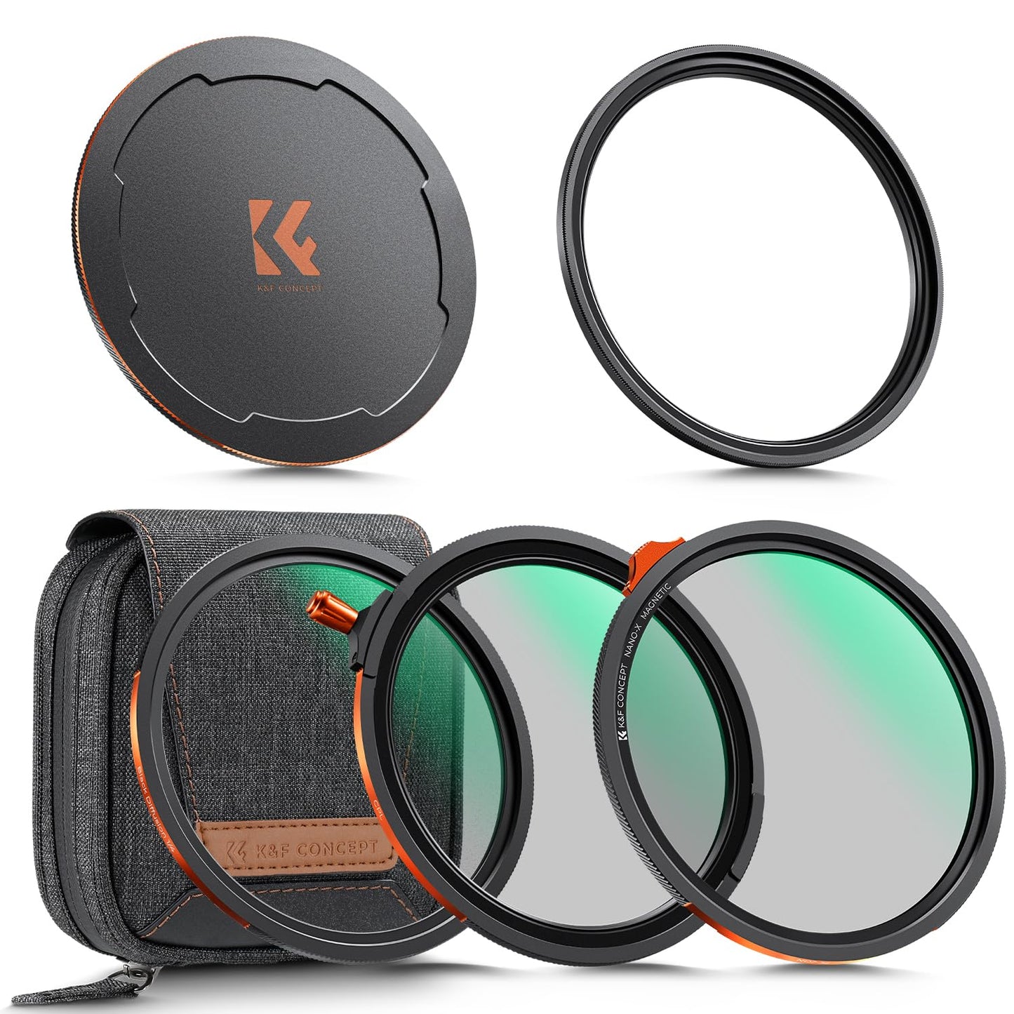K&F CONCEPT 95mm Magnetic 1s Swap 5-Pack: CPL + VND2-32 + Black Diffusion 1/4 + Magnetic Basic Ring + Lens Cap Kit with Storage Case, 28 Multi-Layer Coating for Camera Lens (Nano-X Series)
