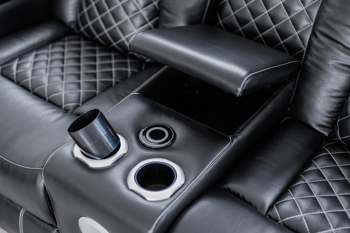 Ball & Cast Power Recliner Sofa Set Leather Reclining Couch Home Theater Seating 3PCS Recliner Couch Loveseat & Chair Sets with Coffee Table,Reading Light,Cup Holders for Home Theater,Living Room
