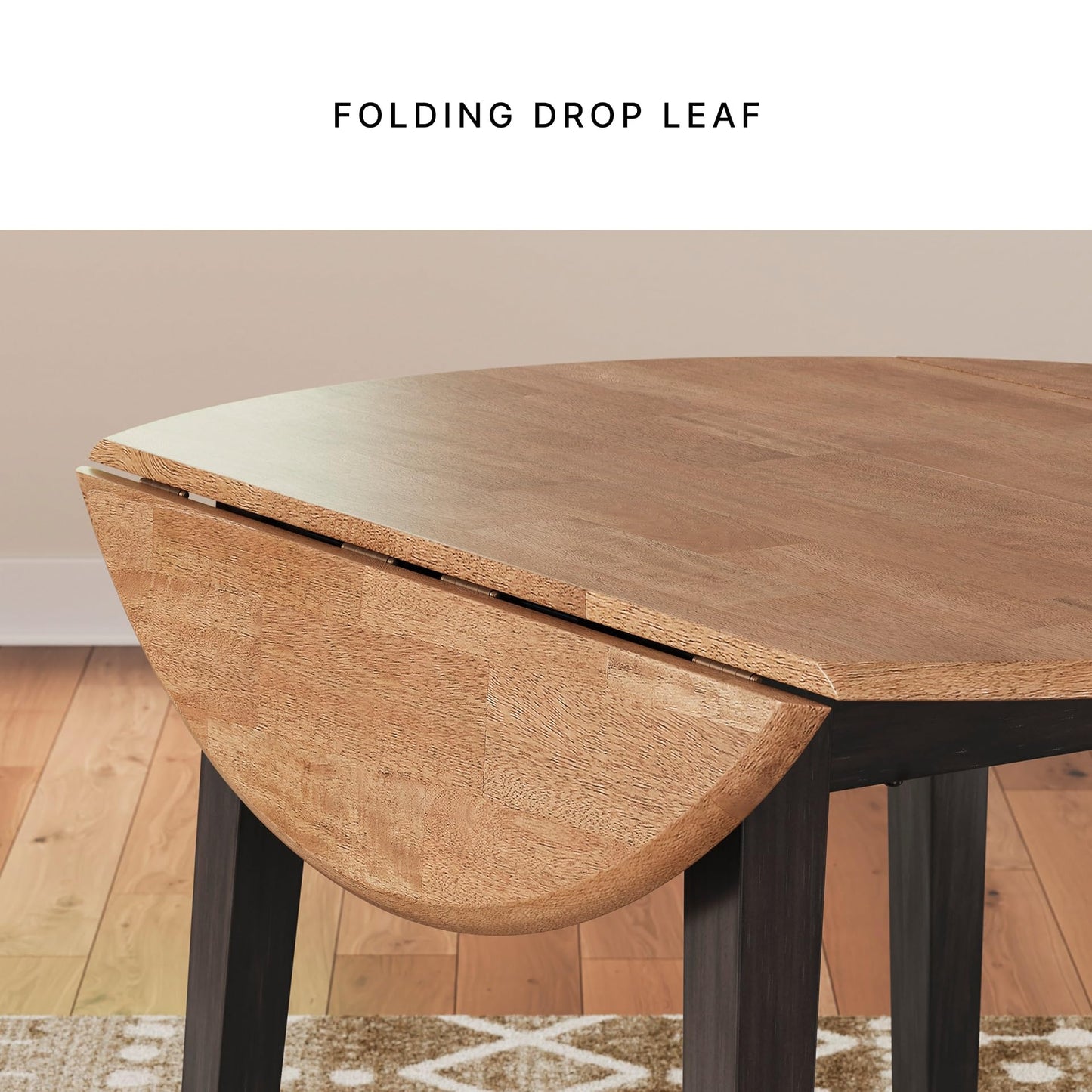 Signature Design by Ashley Gesthaven Contemporary Dining Drop Leaf Table with 4 Legs, Light Brown & Dark Brown