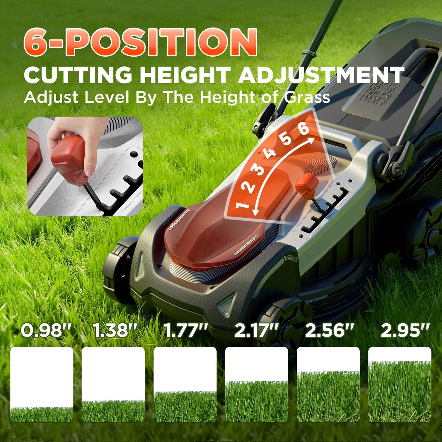 18 Inch Electric Lawn Mower, 2×20V Brushless Mower with 6-Position Height Adjustment, Cordless Push Lawn Mower, 2×5.0Ah Batteries & Charger Included