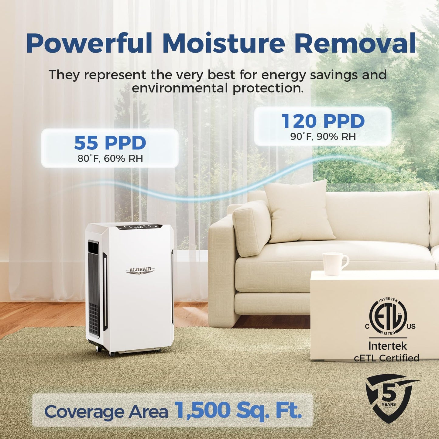ALORAIR 120 Pints Commercial Grade Dehumidifier with Pump & Drain Hose SLGR Tech High Efficient Industrial Dehu for Bedroom, Basement, Bathroom, Home Use, Garage, Warehouse, 6 Years Limited Warranty