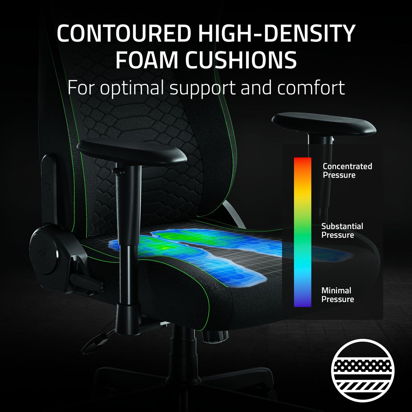 Razer Iskur V2 X Ergonomic Gaming Chair: Built-in Lumbar Support - Widened Seat Base - High Density Foam Cushions - Adjustable 152 Degree Recline - 2D Armrests - Plush Fabric Finish - Black